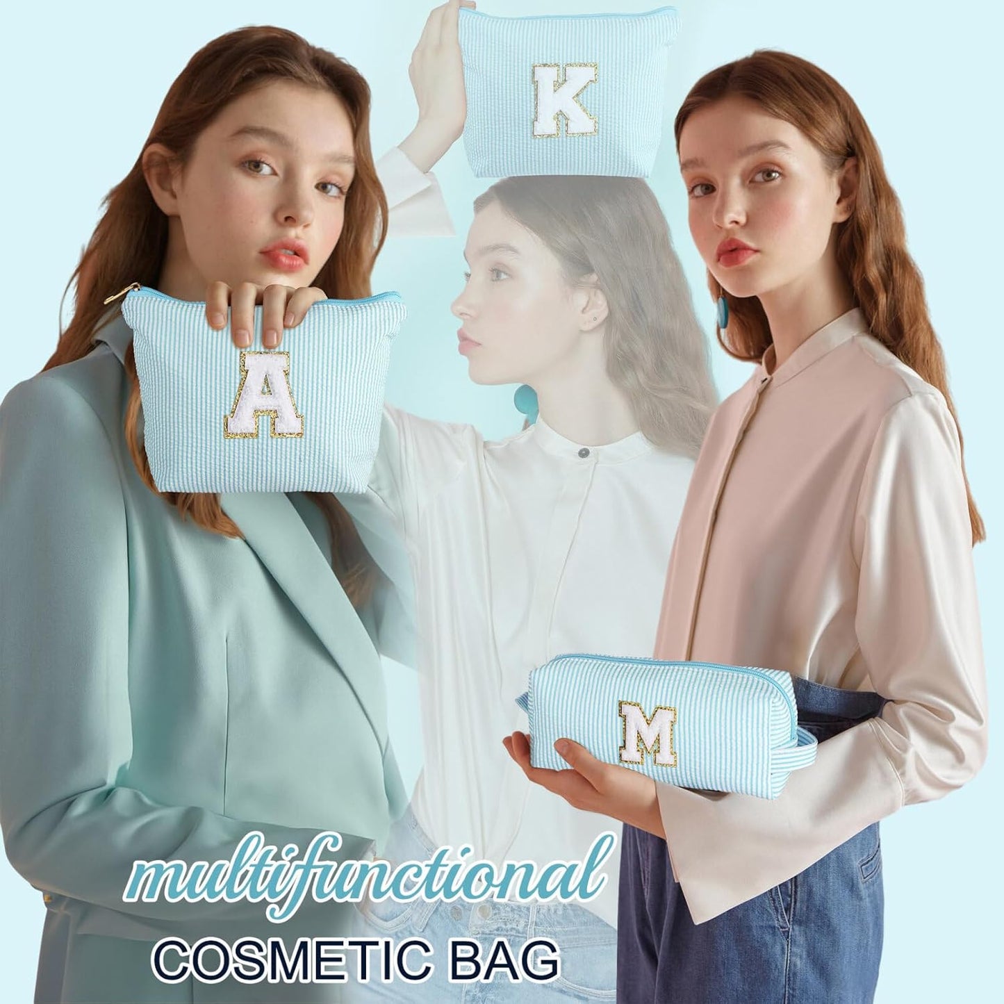 YOOLIFE Gifts for Women Her, Makeup Bag Make Up Bag Pouch Cosmetics Organizer Bag Cute Makeup Bag Skincare Bag Personalized Best Friend Wife Birthday Gift Graduate Gifts for Her V