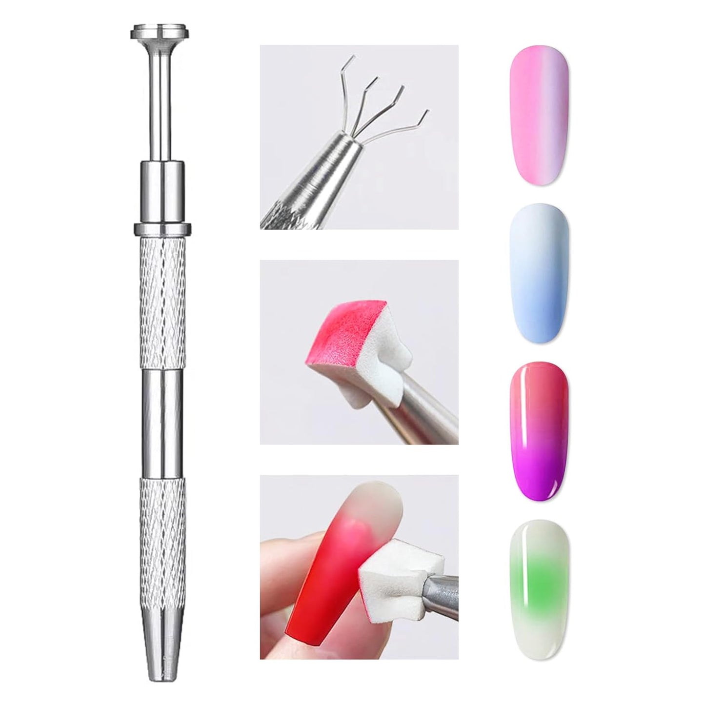 Nail Sponges Set for Ombre Gel,Nail Art Tools Set-50Pcs Nail Sponges With Gold Grabbing Pen 6*nail art pen 50Color-mixing paper Transparent Plastic Storage Box Used to Store Nail Art Tools