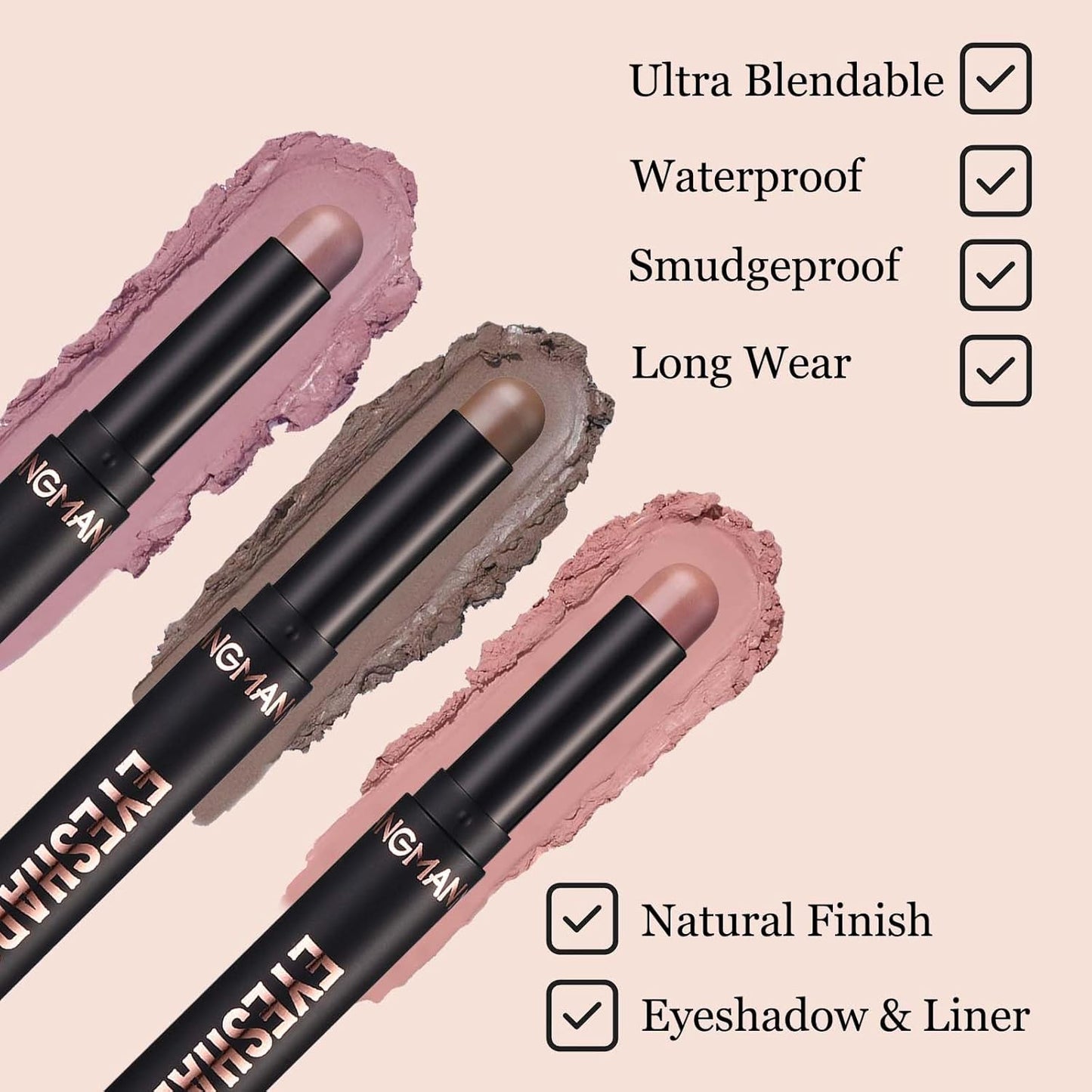 Nude Eyeshadow Stick, Matte Cream Eyeshadow Pencil Makeup, High Pigmented Crease-proof Eye Shadow Brightener Stick, Hypoallergenic Waterproof Long Lasting eye Highlighter stick(19# Light Taupe)