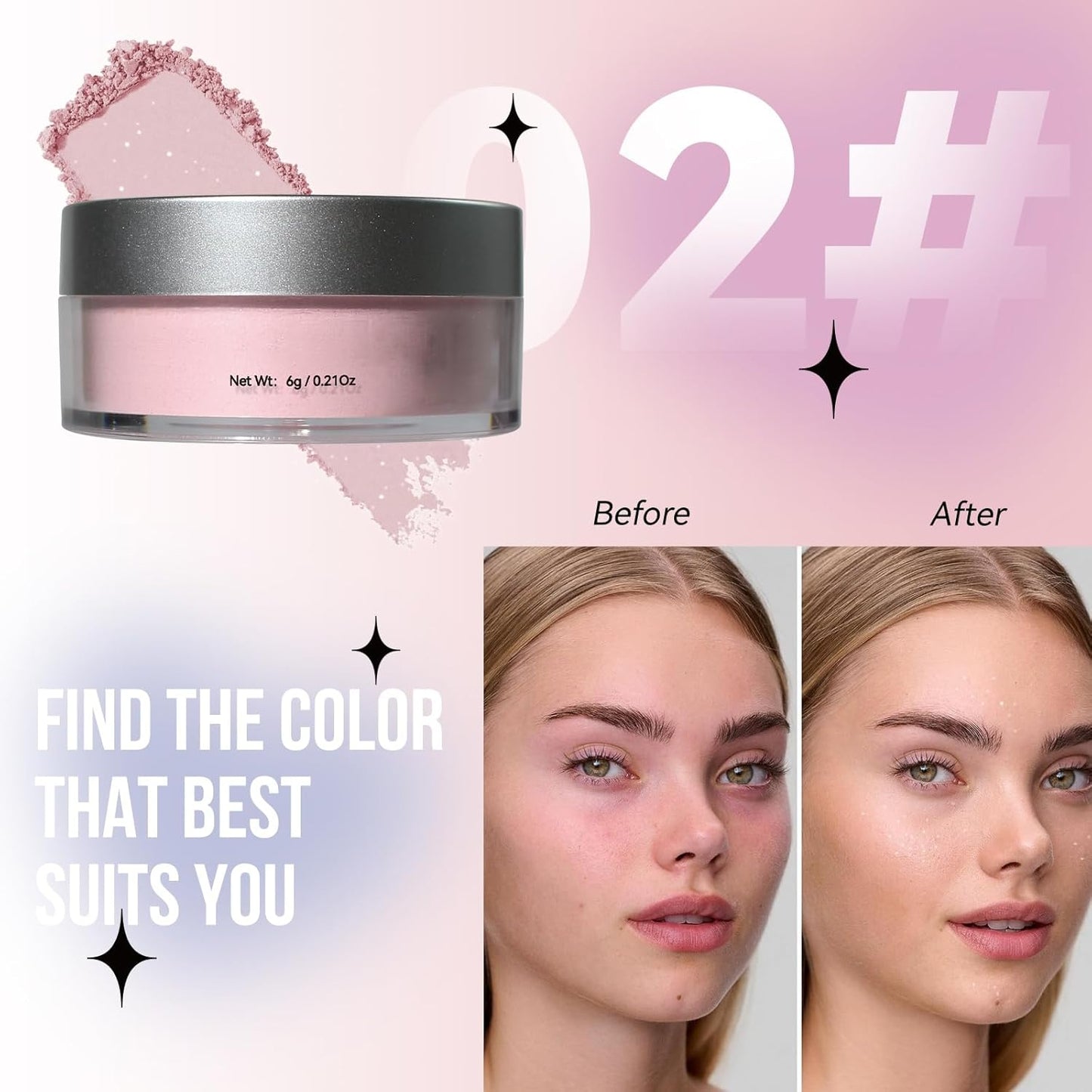 Loose Face Powder Glitter Setting Powder Matte Finishing Powder Shine,Long-lasting,Lightweight,Sets Foundation Makeup