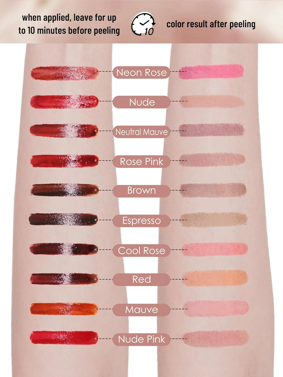 Lip Stain Peel Off Lip Liner Stain with Tweezer, Long Lasting Matte Lip Tint Tattoo, Highly Pigmented Color Lip Makeup, Waterproof Lipstick, Transfer-proof Lipstain for Women, Rose Pink