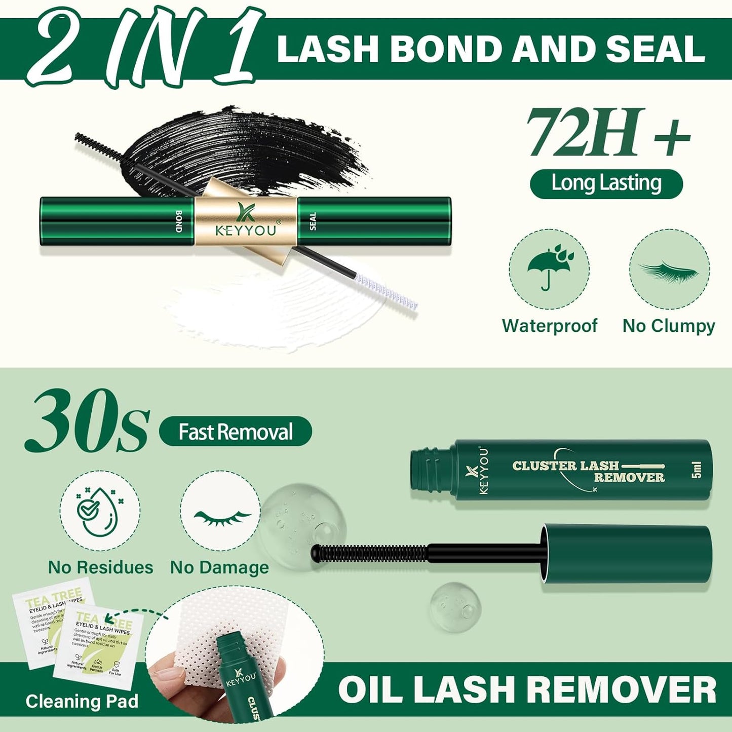 KEYYOU Lash Extension Kit DIY 280Pcs Lash Clusters Eyelash Extension Kit 30D40D,D Curl 9-18MIX Lash Clusters Kit with Lash Glue Remover Applicator Easy to Use for Beginners(Kit,30D40D-D,9-18MIX)