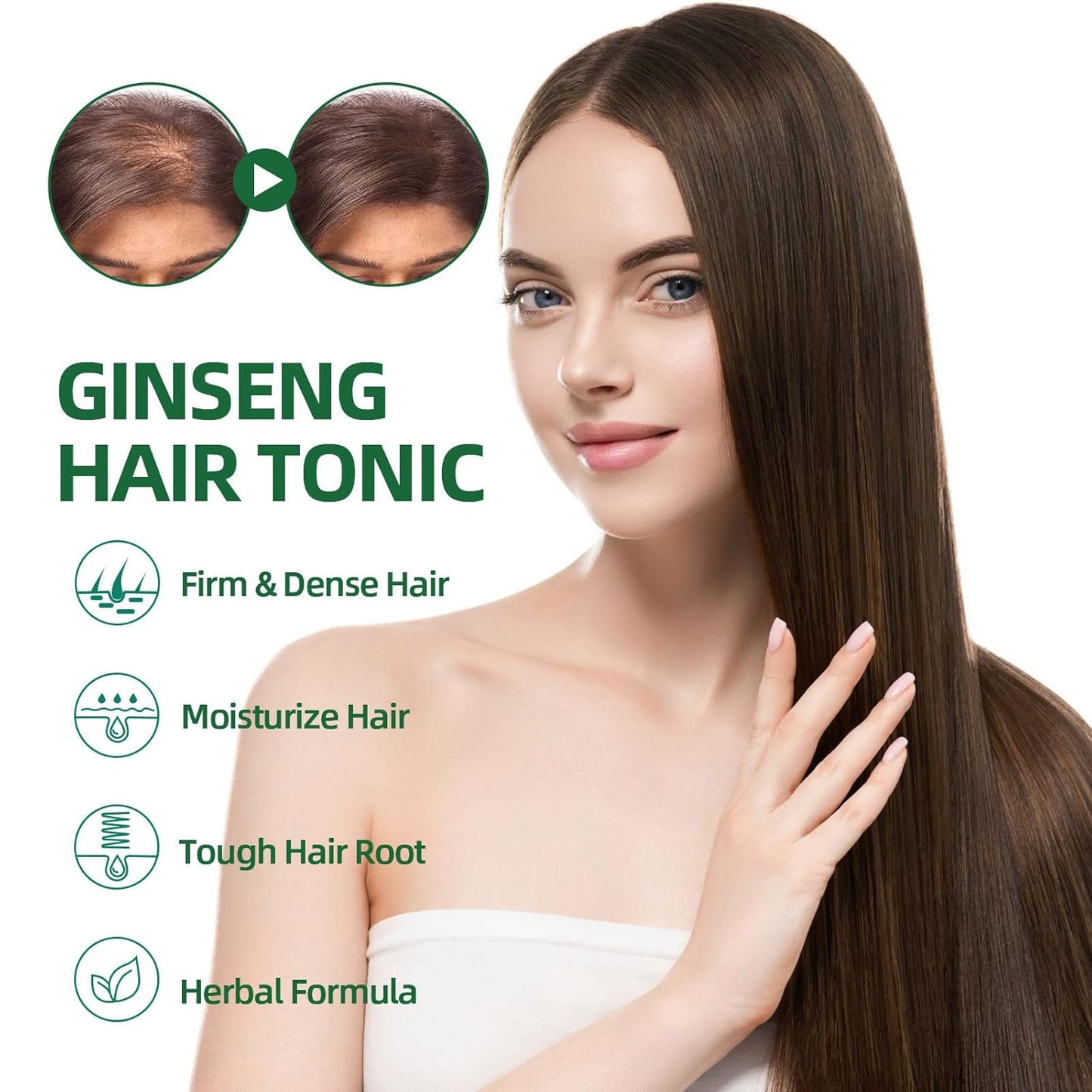 Hair Growth Spray for Women & Men - Natural Scalp Treatment with Ginseng,Ginger Root Extract,Anti Hair Fall Thickening Spray for Faster Regrowth (3.38 fl oz),2pcs