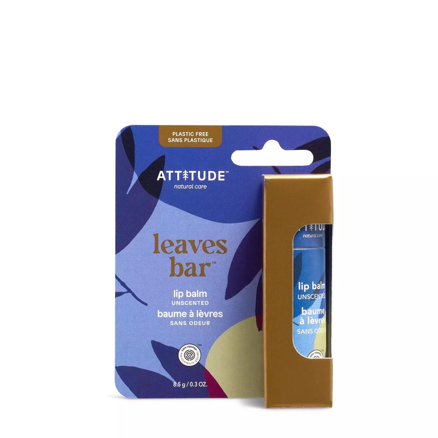 ATTITUDE Lip Balm, Natural Origin, Nourishes & Protects, Shea Butter, Coconut & Castor Oils, EWG Verified, For Dry Lips, Men and Women, Vegan, Unscented, 0.3 Oz