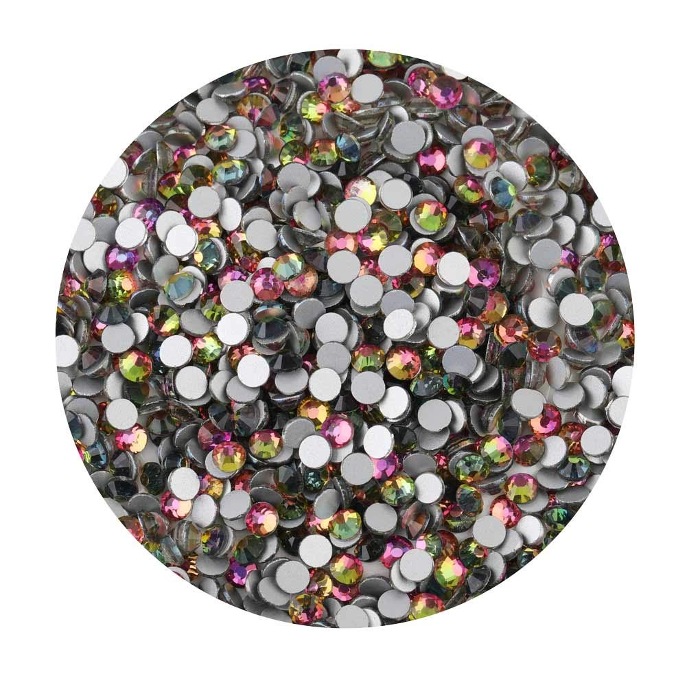 beadsland Flat Back Crystal Rhinestones Round Gems, Rainbow (2.3-2.5mm) SS8/1440pcs