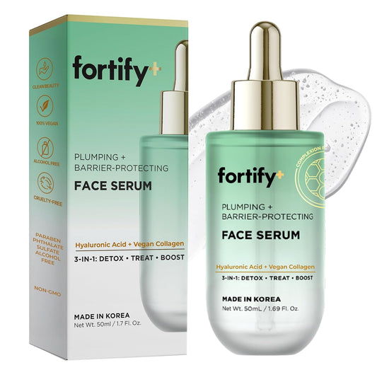 Hyaluronic Acid Serum for Face with Collagen – 3-in-1: Detox, Treat, Boost – Hydrating, Firming, Anti-Aging Serum – Dermatologist Tested Korean Skin Care – Clean Beauty – 1.69 Oz