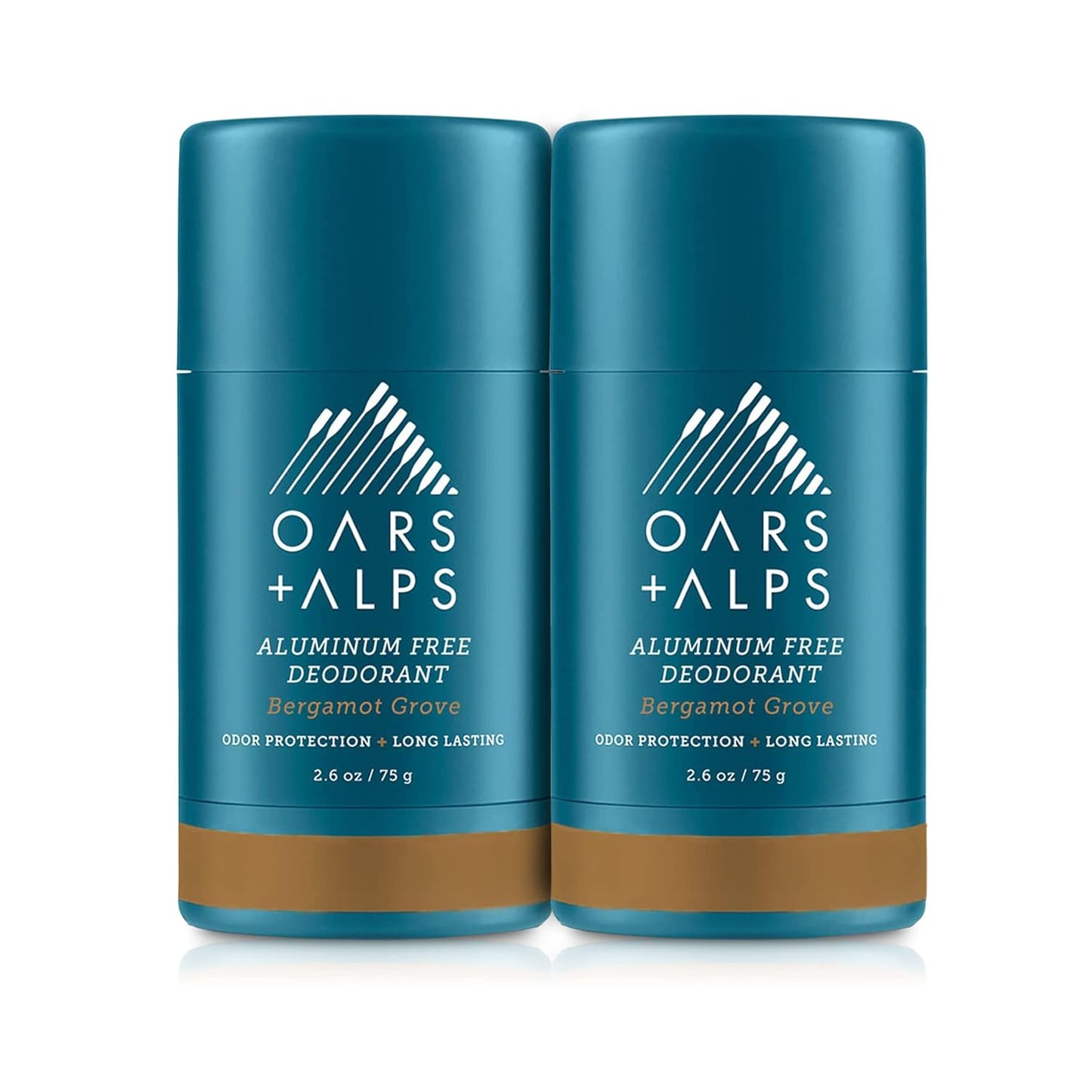 Oars + Alps Aluminum Free Deodorant for Men and Women, Dermatologist Tested and Made with Clean Ingredients, Travel Size, Bergamot Grove, 2 Pack, 2.6 Oz Each