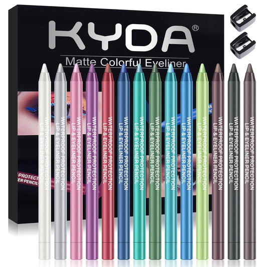 Ownest 14 Colors Eyeliner Pen Set,Pearl Eyeliner Kit Metallic Eyeliner Pencil Glitter Eyeliner for Women Eye Liner Professional Eye Makeup Set Colorful Eyeliner Eye Color