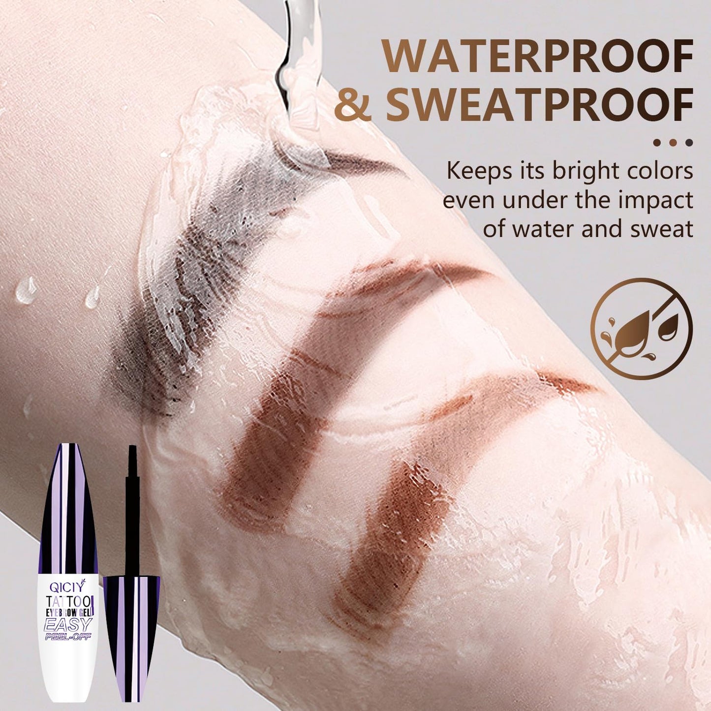 2PCS QICIY Easy Peel-Off Eyebrow Gel- QICIY Peel Off Tattoo Eyebrow Eye Brow Tint Waterproof & Sweatproof For All Skin Tones (Black)