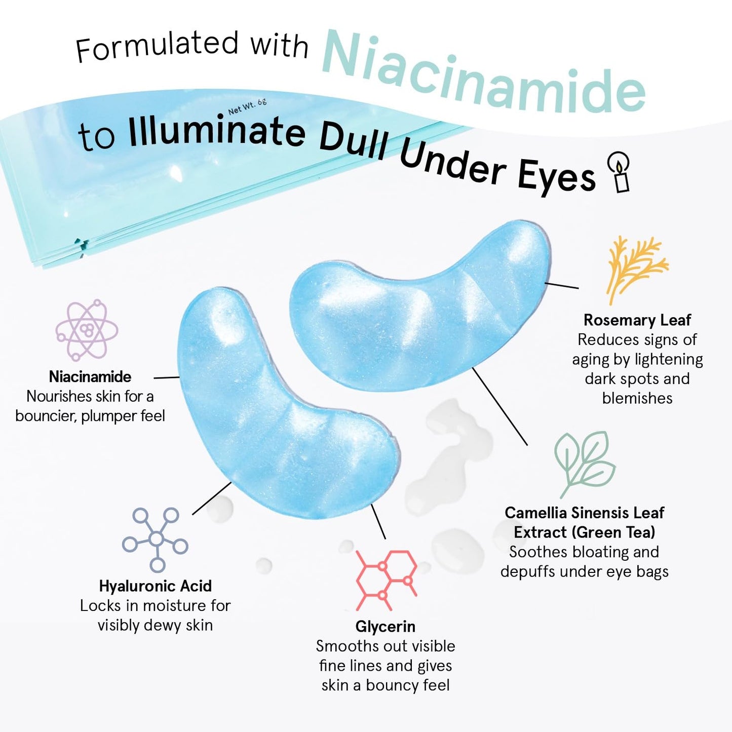 grace & stella Award Winning Under Eye Mask Reduce Dark Circles, Puffy Eyes, Undereye Bags, Wrinkles, Gel Under Eye Patches, Birthday Gifts for Women - Vegan Cruelty-Free Self Care (48 Pairs, Blue)