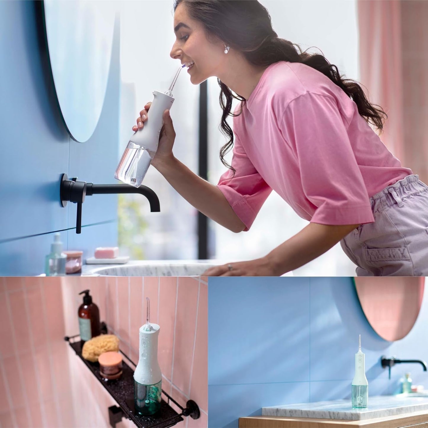 Philips Sonicare Water Flosser Cordless – Rechargeable Power Dental Waterflosser for Teeth, Portable Oral Irrigator with 3 Intensity Settings, 360° Rotating Nozzle – (Mint)