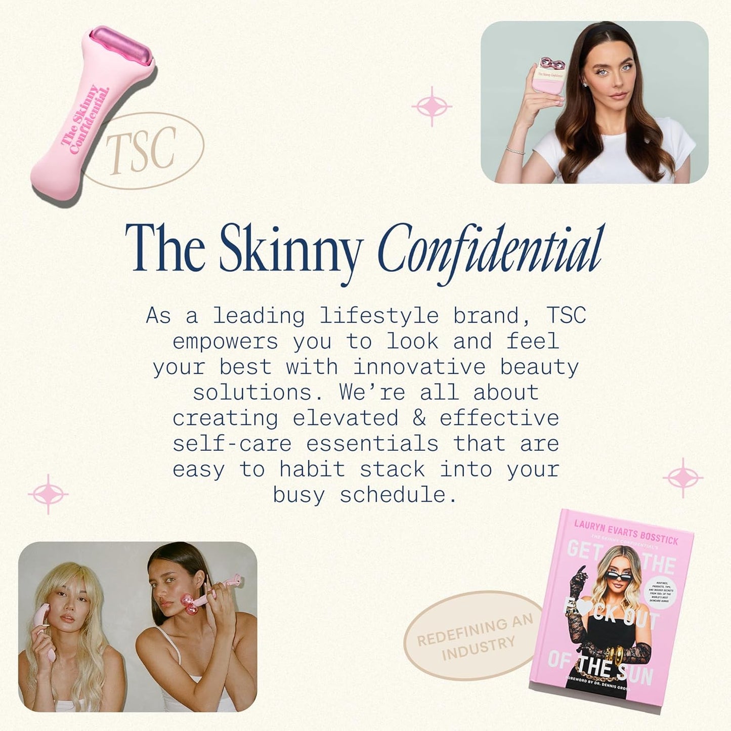 The Skinny Confidential Face Roller - Pink Balls Eye & Facial Roller Massager - Face Massage Tools Skincare for Wrinkles & Fine Lines, Sculpt, Contour, Tighten & De-Puff Skin