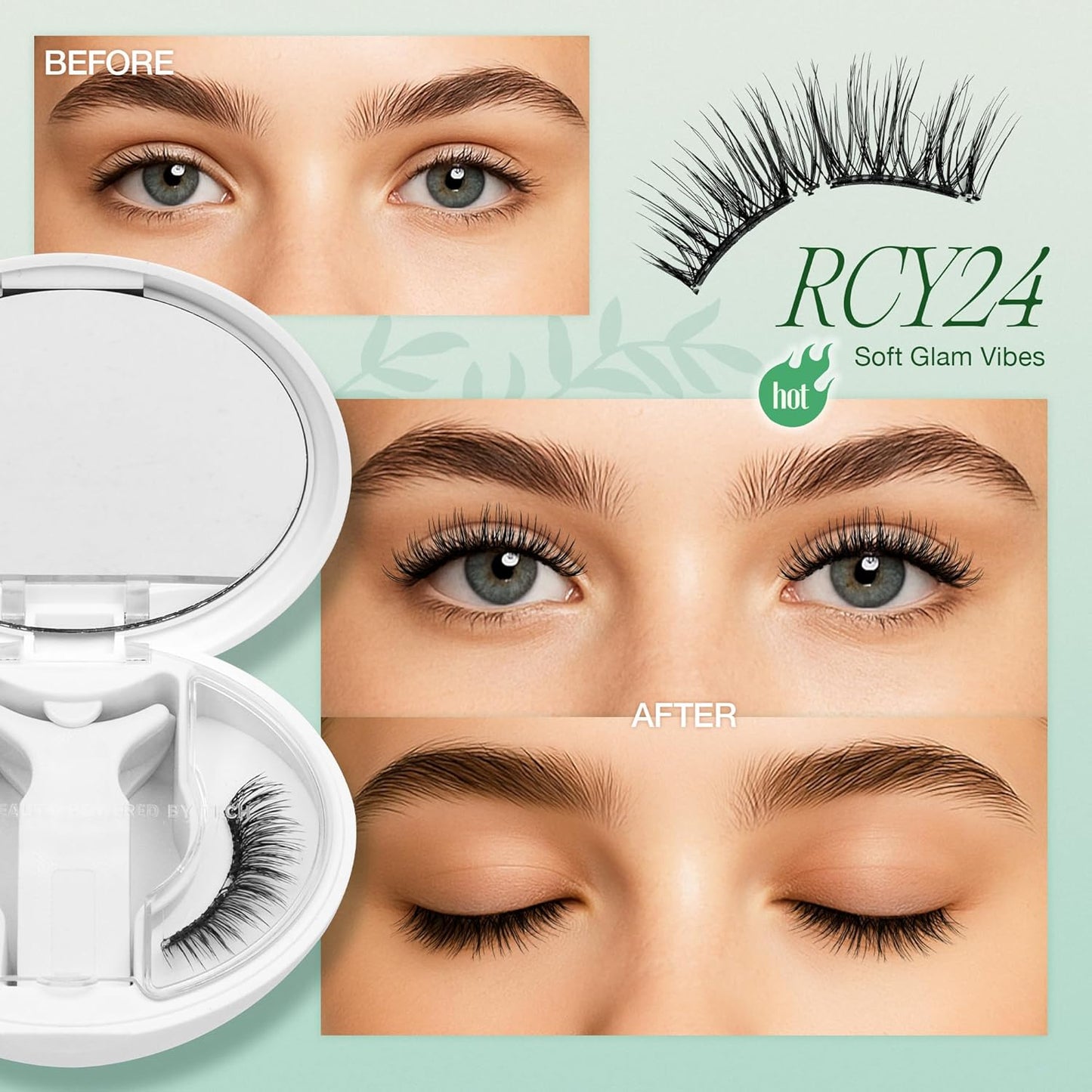 LASHVIEW Upgrade Soft Magnetic Eyelashes with Applicator, Reusable Soft Magnetic Lashes Natural Look, No Glue Needed,Comfort& Convenient Portable All-in-One Box (L24)