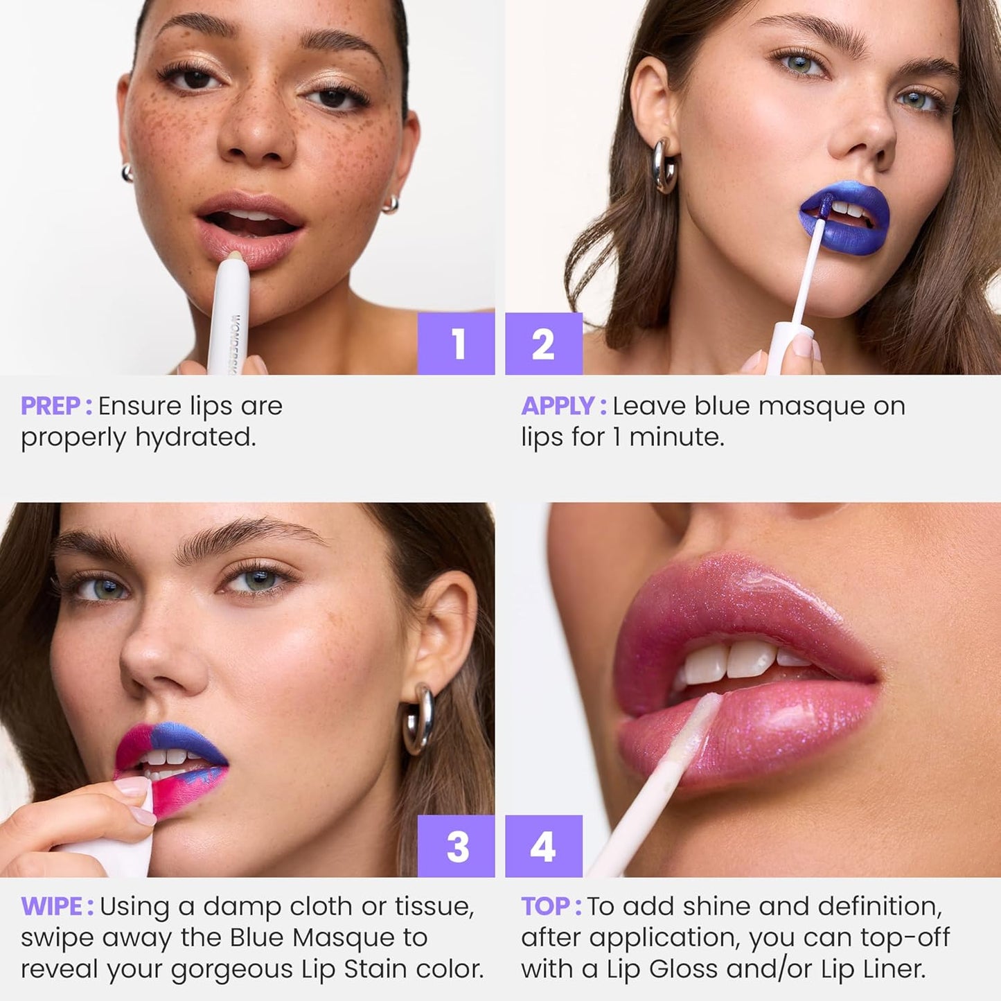 Wonderskin Wonder Blading All Day Lip Stain Peel Off Masque - Long Lasting, Waterproof & Transfer Proof Brown Lip Tint, Matte Finish Peel Off Makeup (Hush Masque)