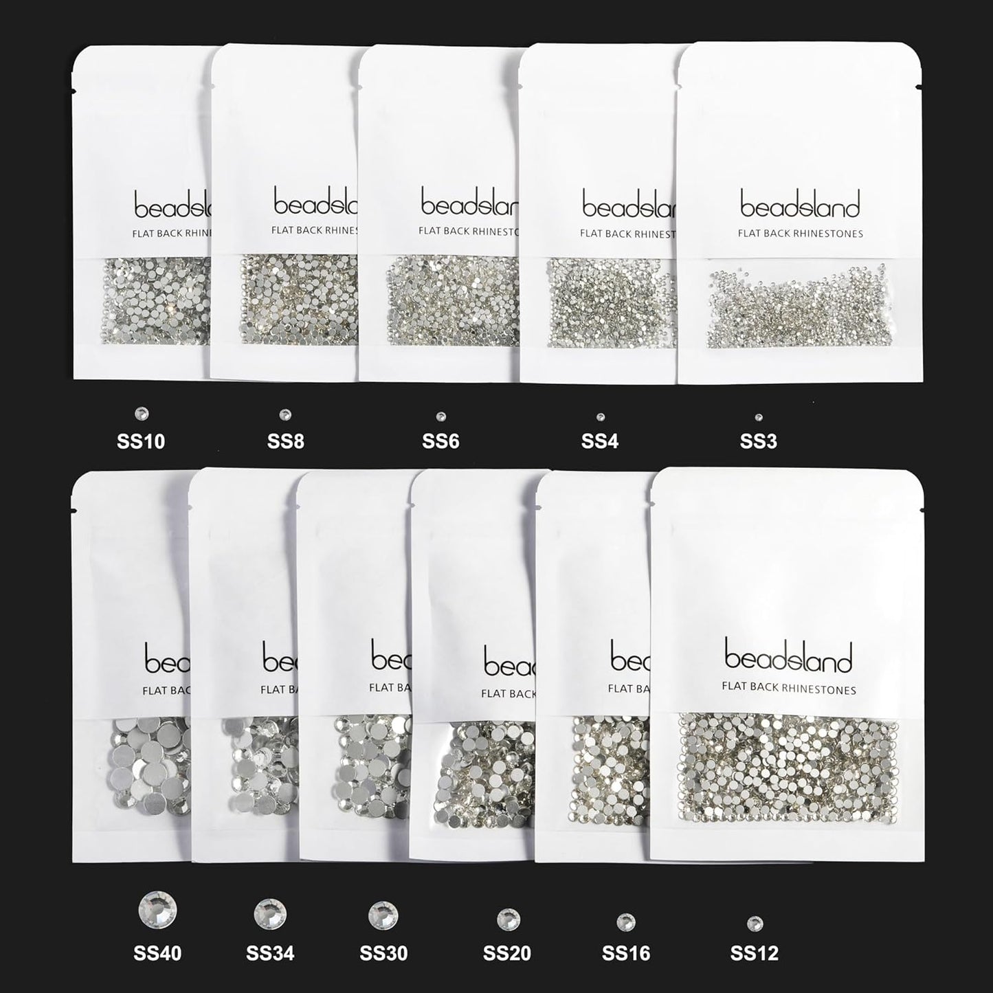 beadsland Flat Back Crystal Rhinestones Round Gems, Emerald (1.9-2.0mm) SS6/1440pcs