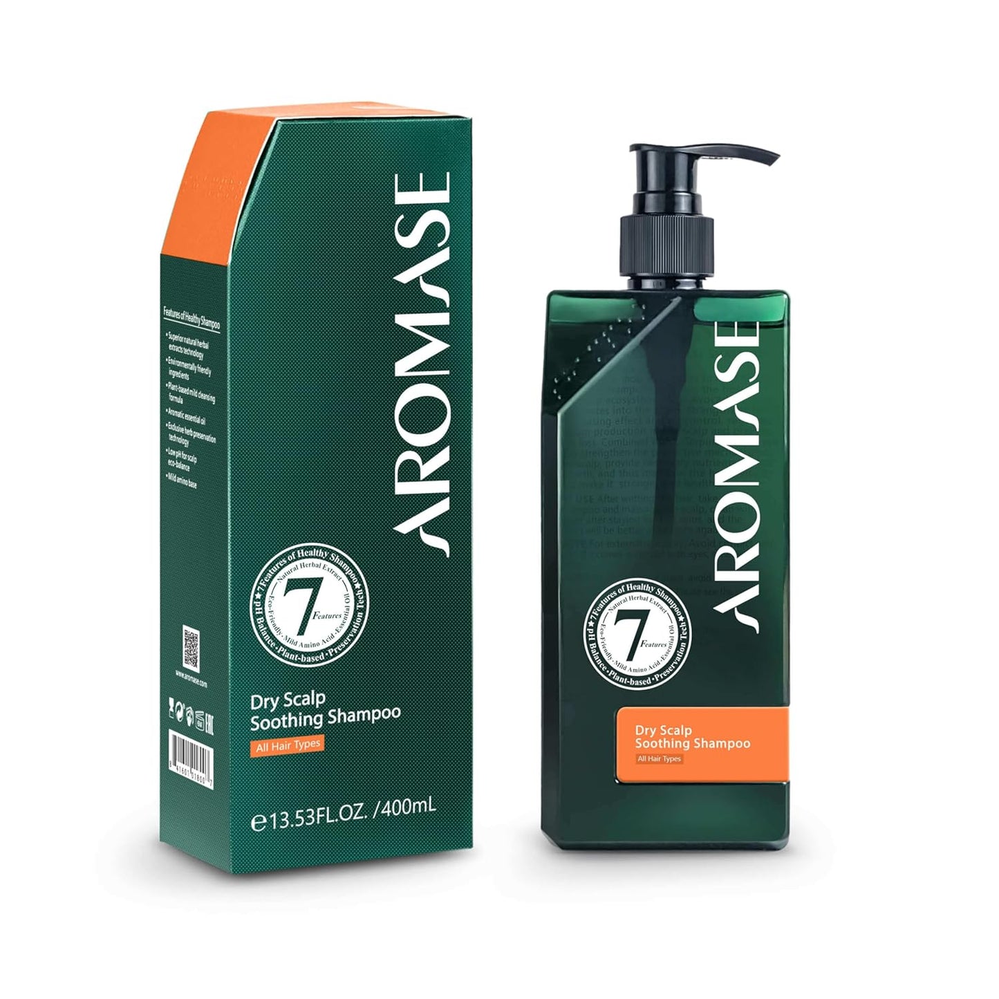Aromase Dry Scalp Soothing Shampoo - Hydrates, Relieves Dryness and Itchiness - Amino Acid-Based Formula - No Parabens, SLS, or Silicone - 14 oz