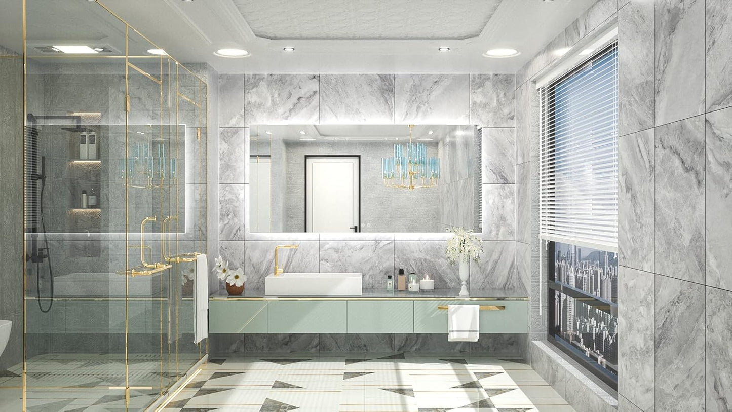 TETOTE 60 x 28 Inch LED Backlit Mirror with Light Bathroom Vanity Lighted Mirror,Anti-Fog,Dimmalbe,CRI90+,Waterproof,Wall Mounted