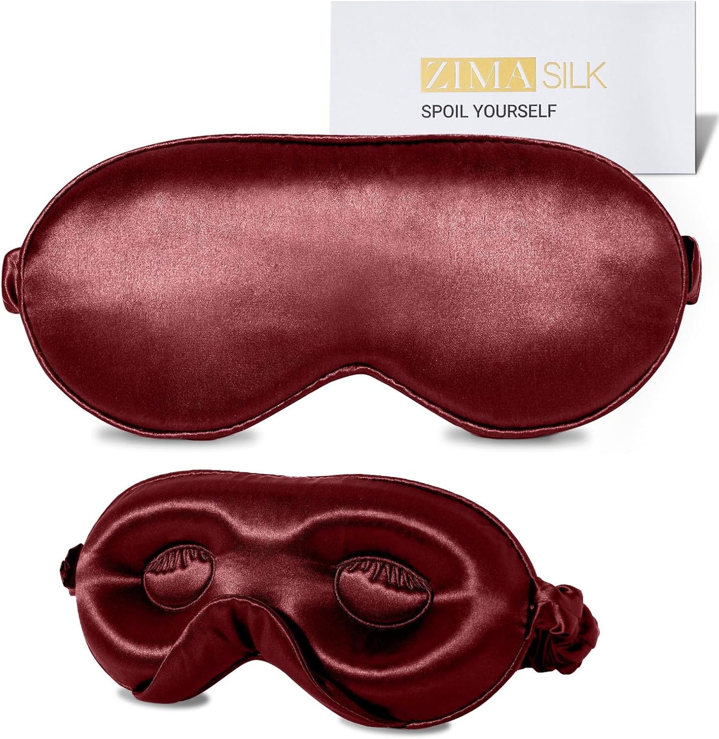 ZIMASILK Adjustable 22 Momme 100% Mulberry Silk Sleep Mask, Upgraded 3D Contoured Cup Eye Mask for Sleeping, Super Soft & Breathable Blindfold, Blackout for Deep Sleeping (Burgundy)