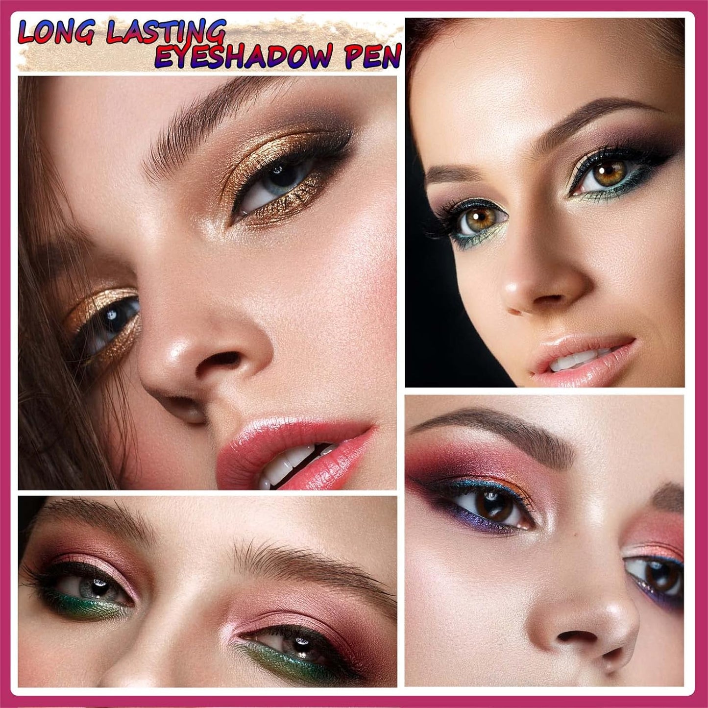 2 in 1 eyeshadow stick and Sponge Makeup Brush, Smooth Cream Shimmer Shadow Pencil Long Lasting Waterproof Eye Shadow Highlighter Stick Makeup , HypoallergenicHighlighter Multi-Dimensional eyes Look