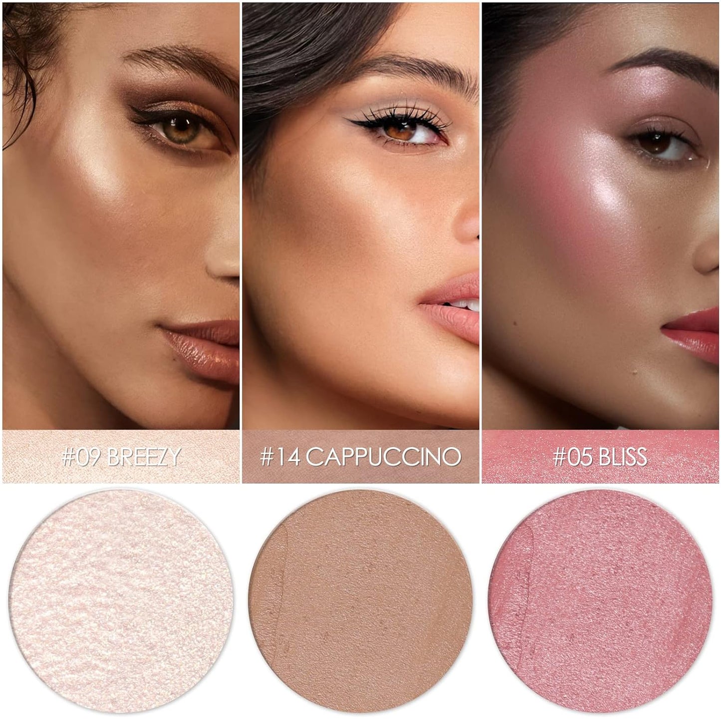 3 Pcs LIGHT-MEDIUM Contour Stick Set,Cream Blush & Highlighter Bronzer Pen,Long Lasting & Smooth Natural Face Contouring Illuminator,Professional Makeup Kit for All Skin