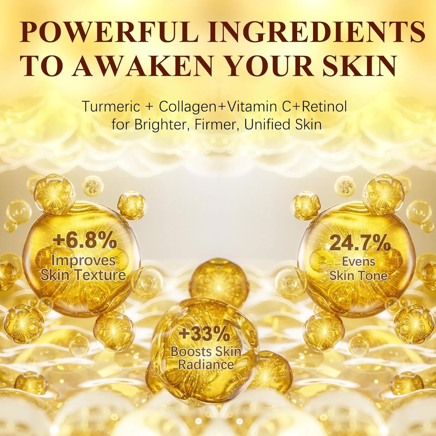 2 Pack Turmeric Vitamin C Collagen Overnight Wrapping Peel Off Mask for Lifting & Firming Face/Neck, Saggy/Dull/Roughed Skin treatment for Clear, Dewy, Radiant Face, 2.53 Oz/75 ML