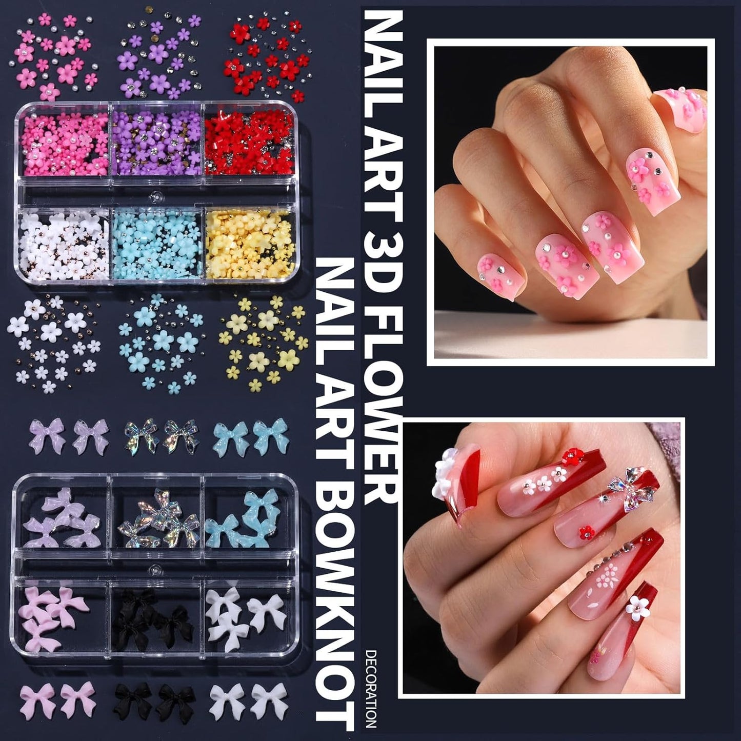 FANDAMEI Nail Art Brushes Set, Nail Art Kits, 3D Nail Charms Nail Design Tools Kit, Nail Set for Beginners ,Nail Dotting Tool, Nail Rhinestones,Chrome Nail Powder,Nail Stickers Nail Art Decoration Kit