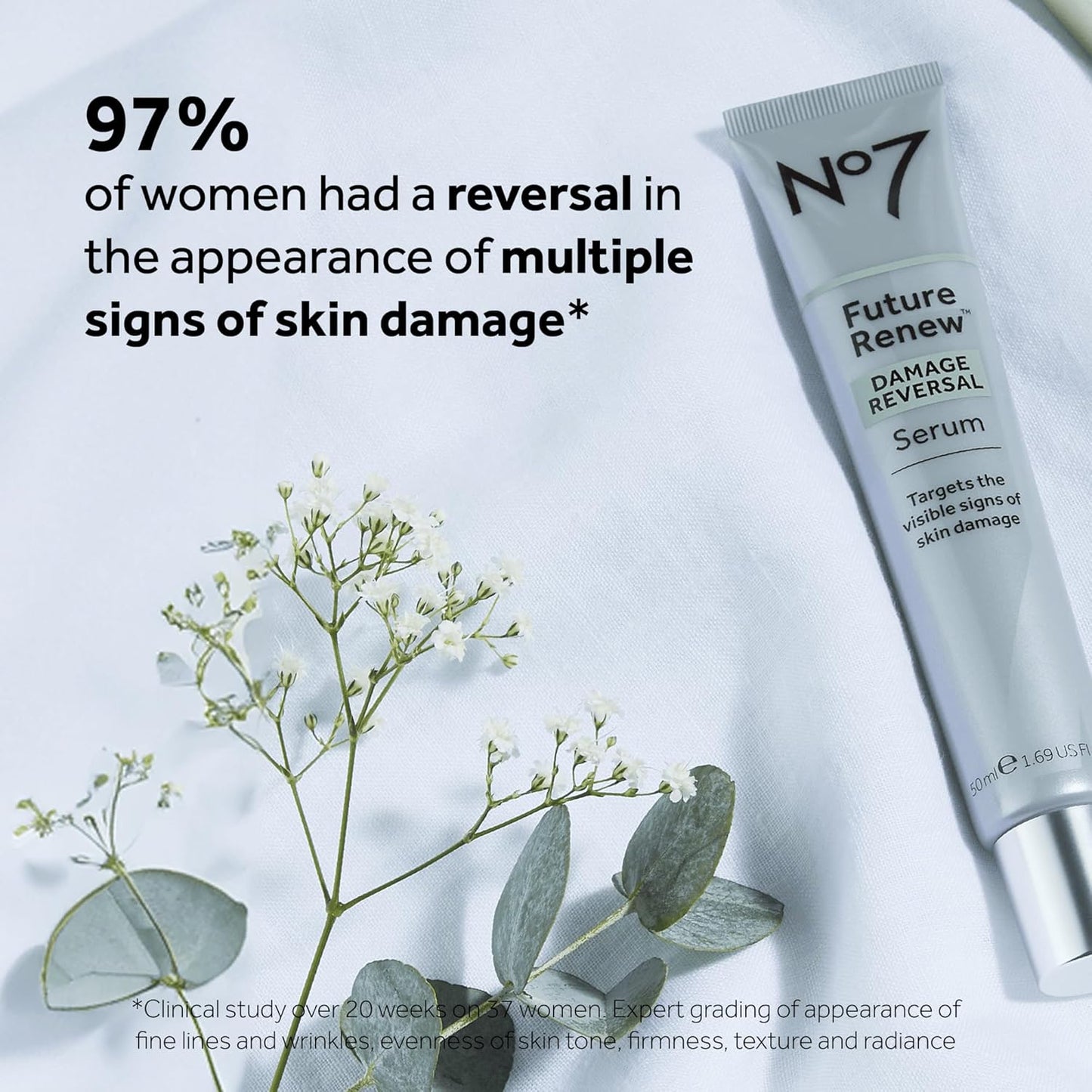 No7 Future Renew Damage Reversal Anti Aging Serum for Face - Face Serum for Women with Peptides to Support Skin Repair - Helps Reduce Fine Lines, Wrinkles, Dryness & Uneven Tone (0.84 Fl oz)