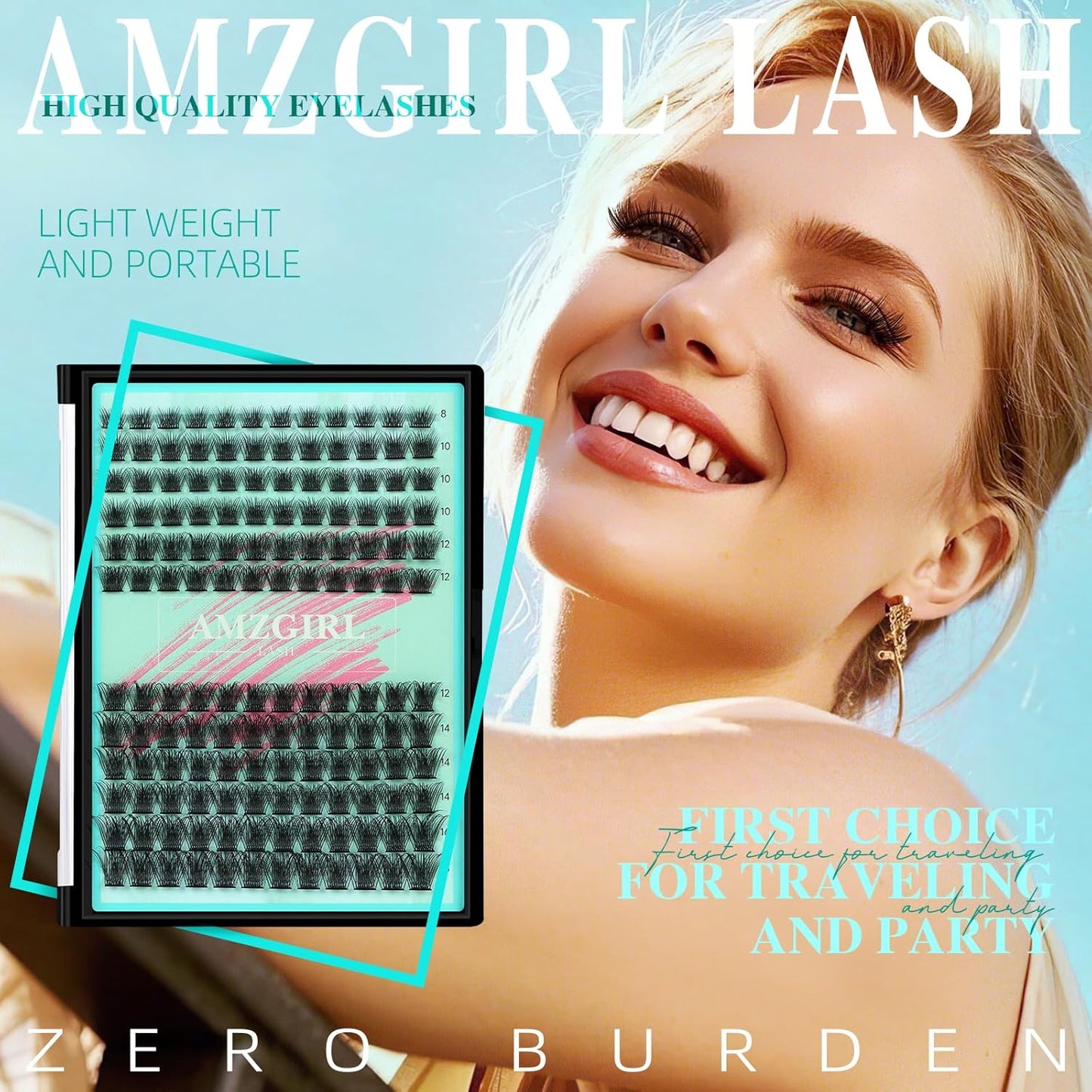 Lash Clusters 144Pcs Eyelash Extension Midnight Lashes Extensions Natural Cluster Lashes for Individual Eyelashes Extension by AMZGlRL(D-Mix8-16mm)