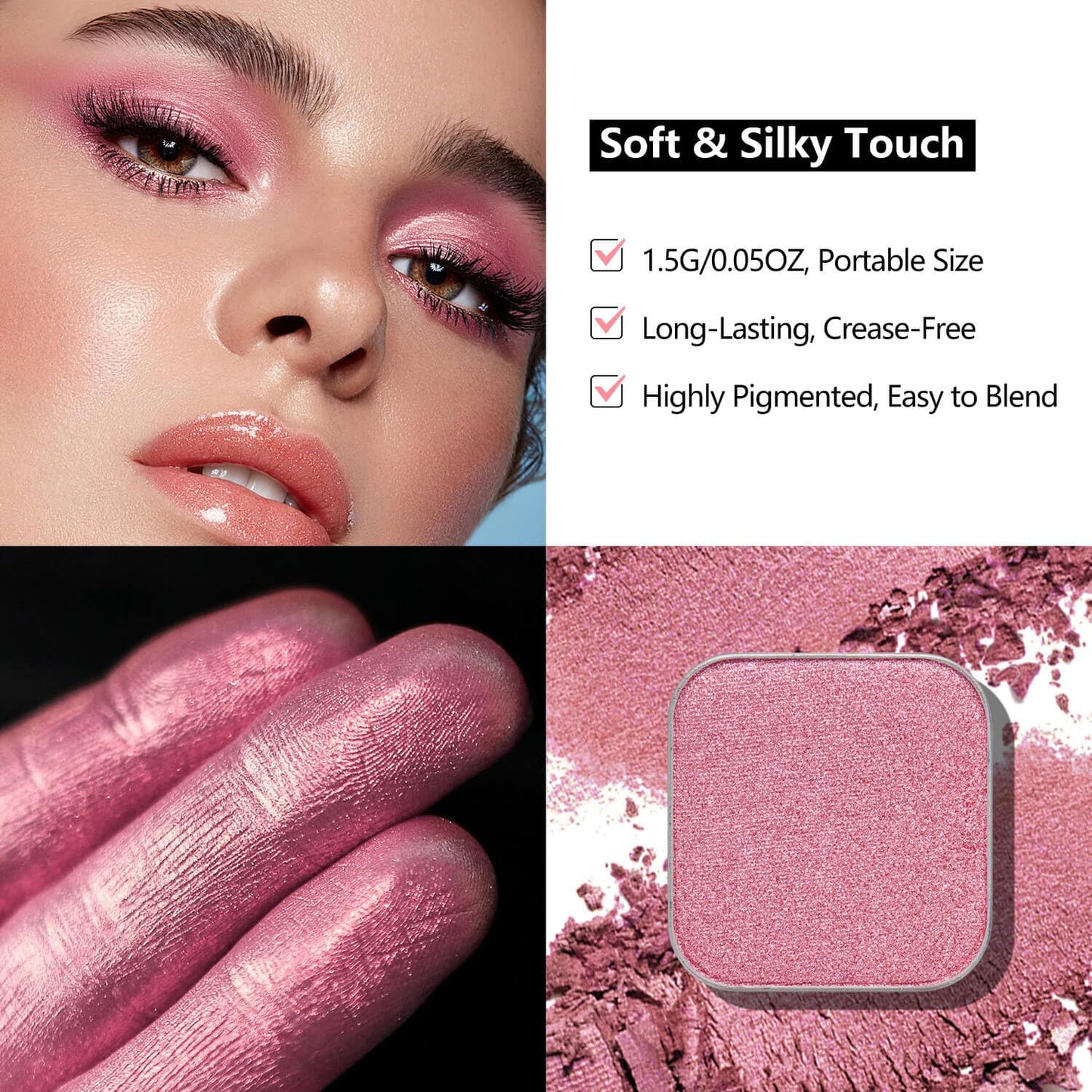 3-Color Eyeshadow Combo Pack – Matte & Shimmer Neutral Shades,Powder, Highly Pigmented, Long-Lasting, Refills Pans for Custom Magnetic Palette