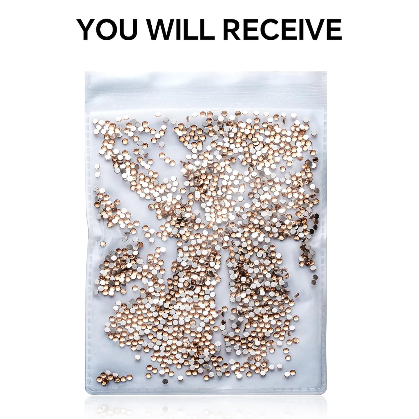 1440Pcs Champagne Crystal Rhinestones,Glass Flatback Rhinestones Mini Gemstones for Nail Face Makeup Art Crafts Clothes Decoration -(SS6,2.0mm,Champagne)