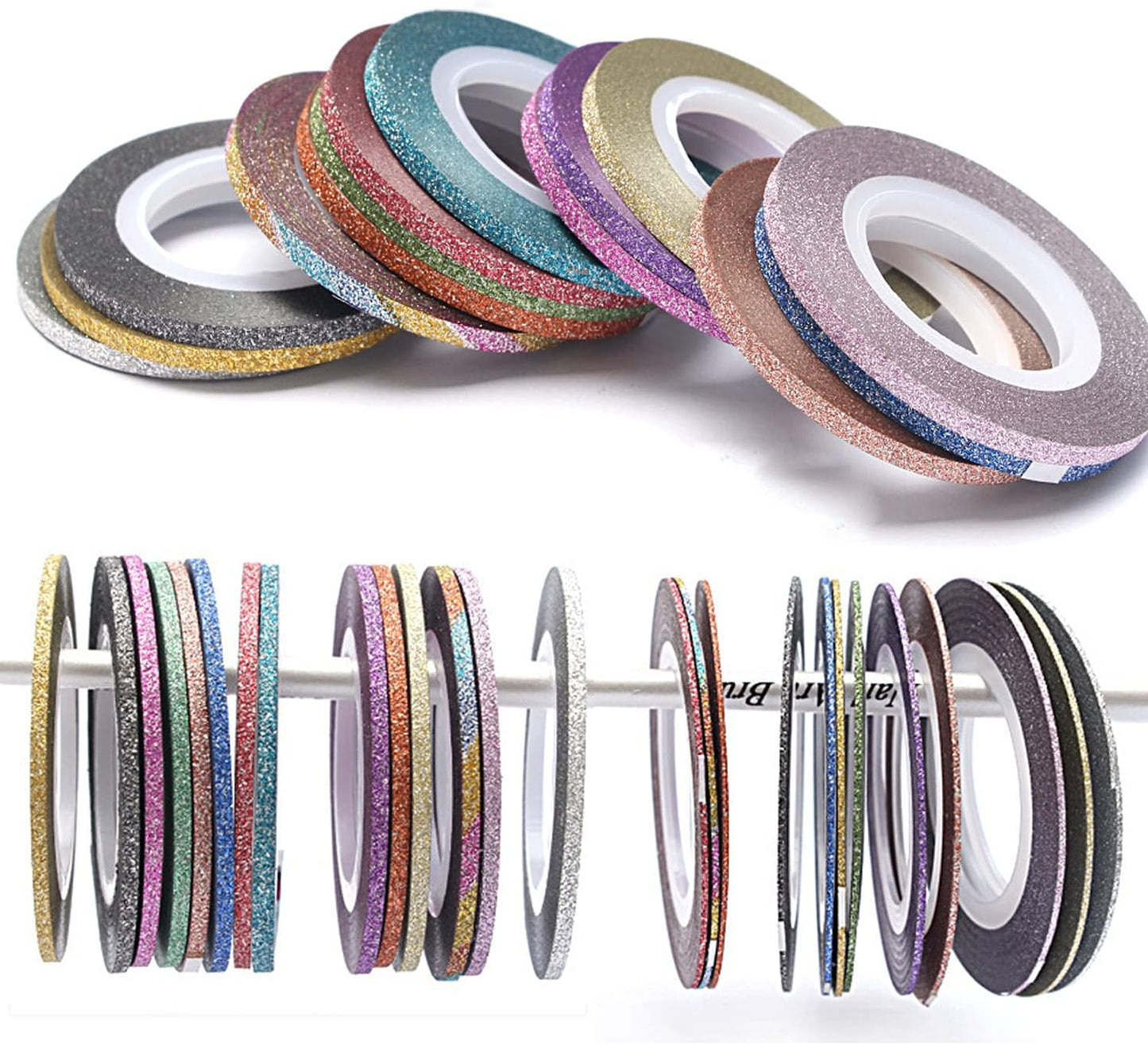 Nail Art Striping Tape Lines Kit 36 pcs 1mm 2mm 3mm Nail Tape Strips for Design DIY Silver Nails Striping Tape (White)