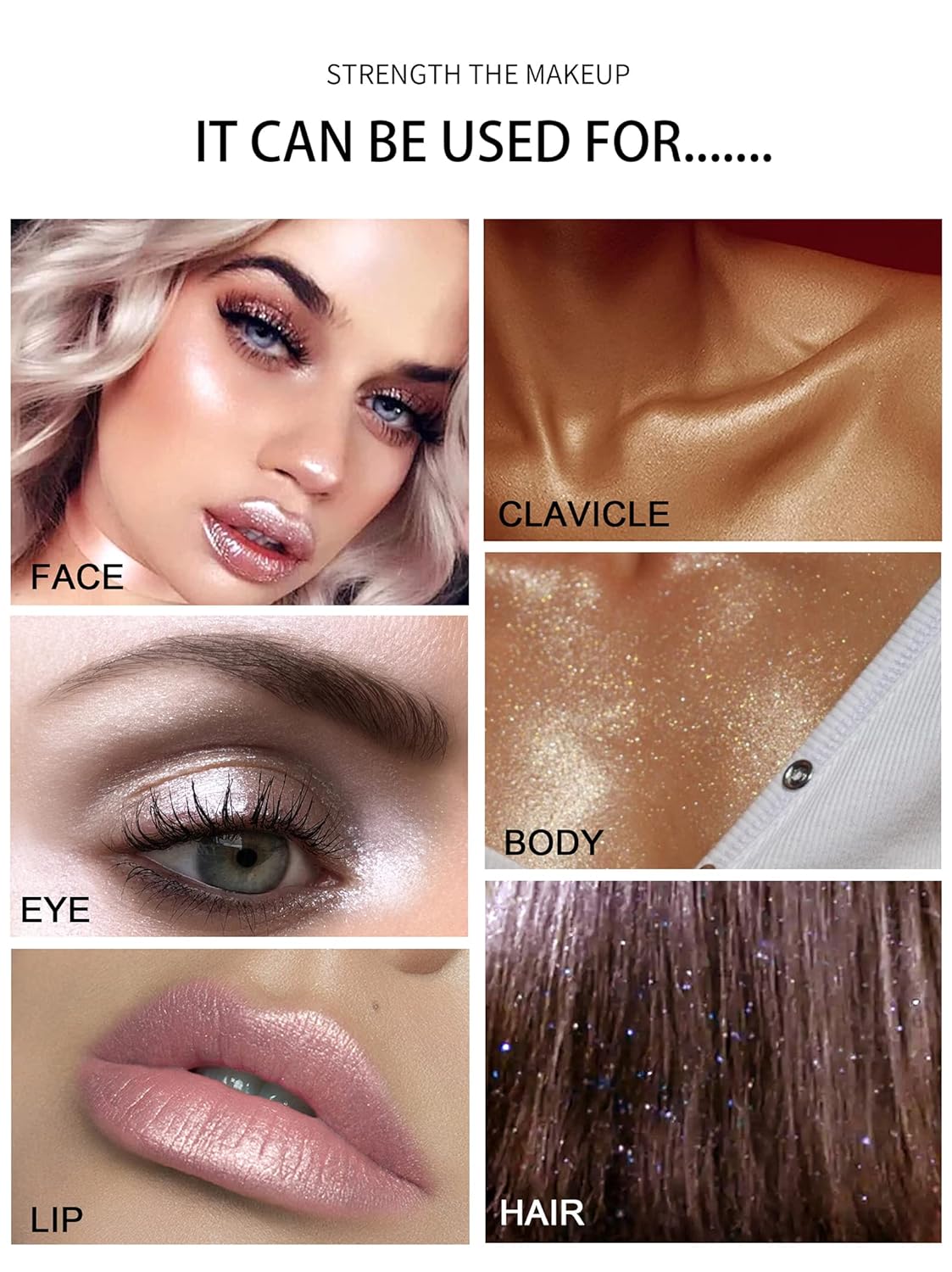 2PCS Polvo De Hadas Fairy Dust Highlight Patting Powder - Full Body Contouring and Clavicle Pearlescent Patting Powder for Face and Eye, Christmas Sparkling Body Glitter (#01 White & #02 Pink)