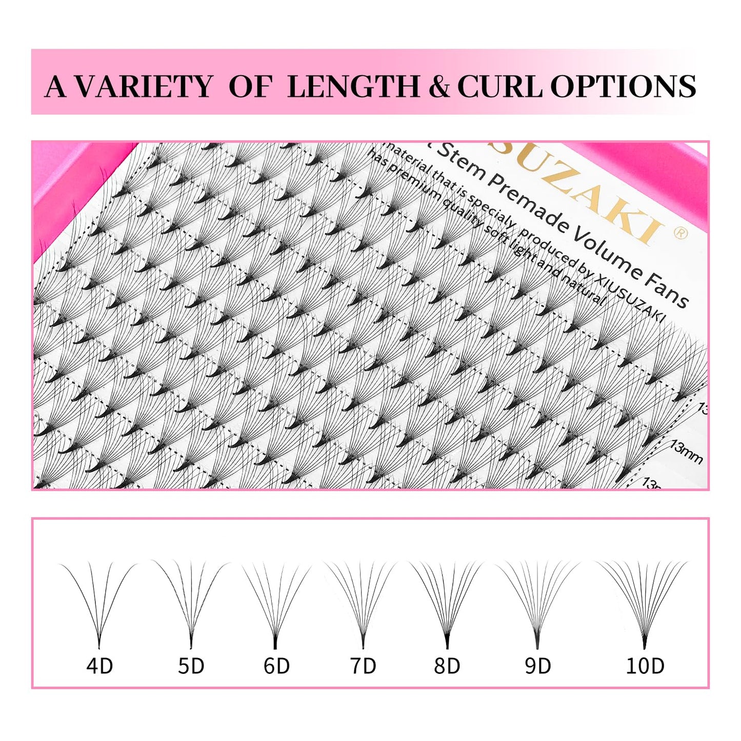 Premade Fans Eyelash Extensions 10D Volume Lash Extensions 0.03 Thickness Eyelash Extension D Curl Premade Lash Fans Mix 9-16mm Fluffy Soft Handmade Lash Fan(10D-0.03-D,9-16mm)