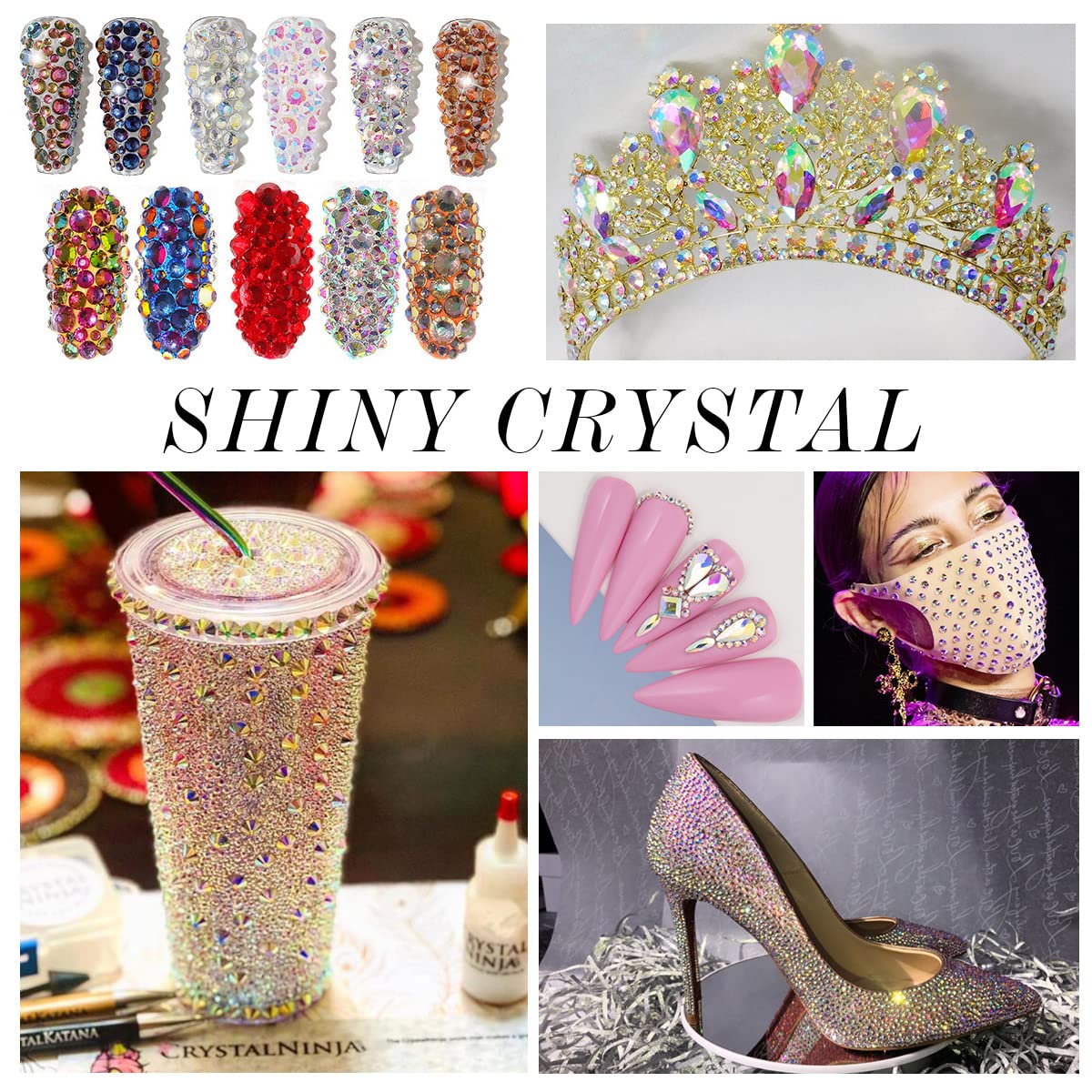 1440Pcs Crystal Ab Crystal Rhinestones,Glass Flatback Rhinestones Gemstones Small for Nail Face Makeup Art Crafts Clothes Decoration -(SS8,2.4mm,Crystal Ab)
