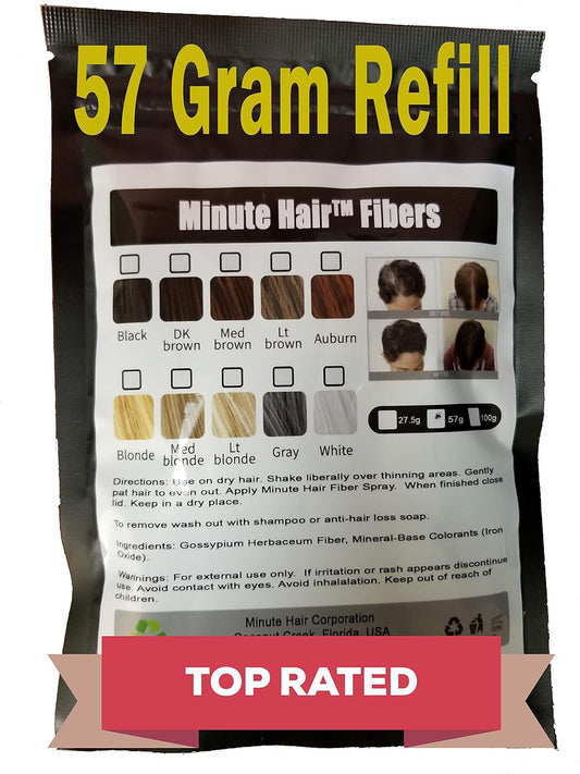 Hair Building Fibers Grey 57 Grams (2 oz) Minute Hair Refill Hair Loss Concealer That You Can Use for Your Bottles From Competitors Like Toppik, Xfusion (Gray)