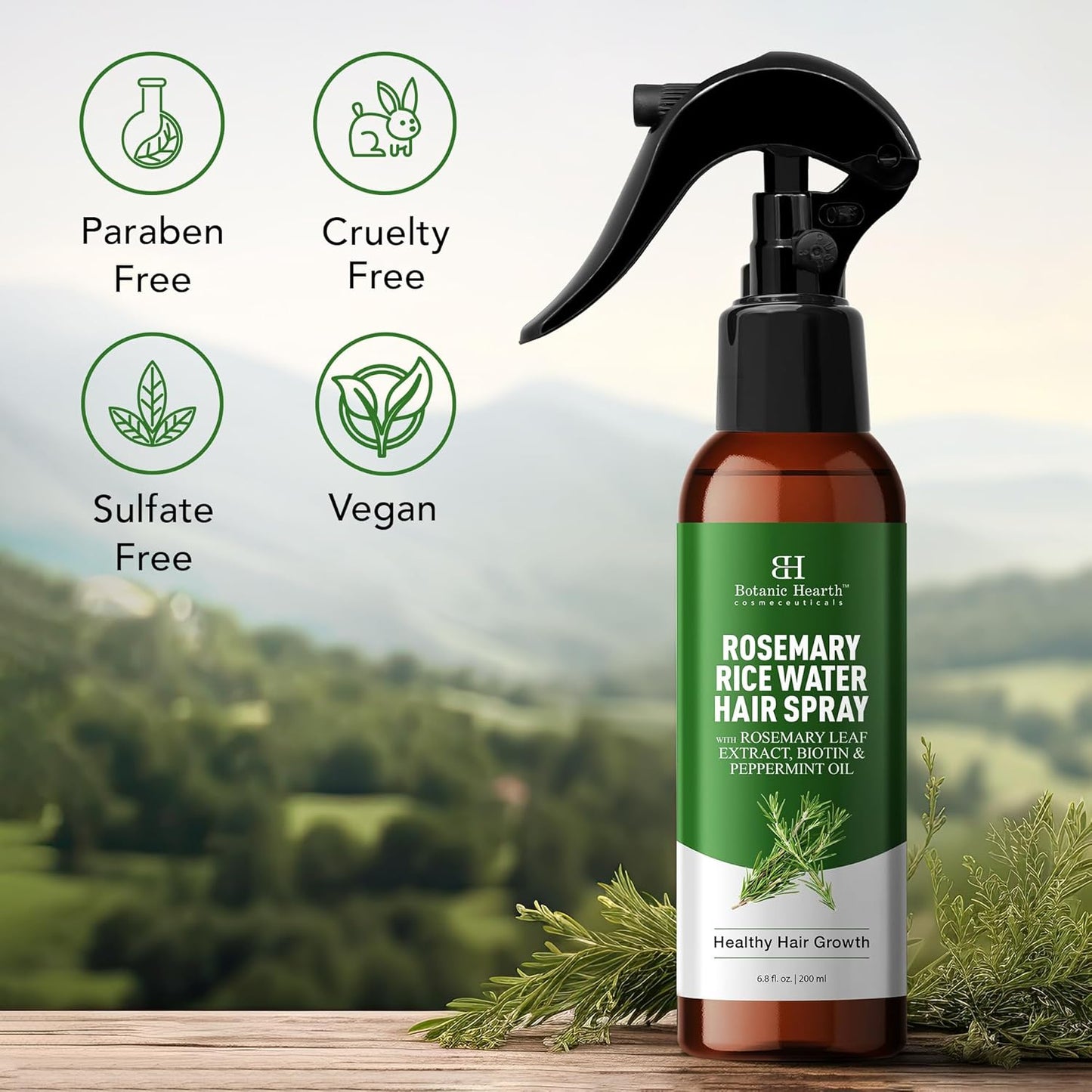 Botanic Hearth Advanced Rosemary Water Spray For Hair Growth With Peppermint, Biotin | Thinning Hair Regrowth, Scalp Treatment For Men & Women| 6.8 Fl Oz