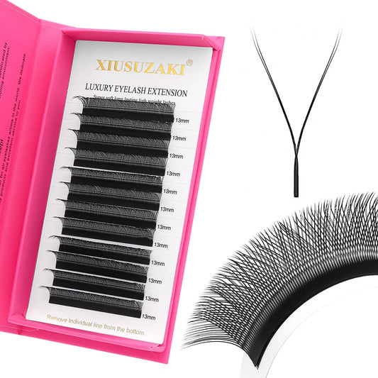 YY Lash Extensions Supplies Y Eyelash Extensions 0.07mm Thickness D Curl 15mm Premade Fans 4D Russian Volume Matte Black 12 Rows Crisscross Eye Lashes(YY-0.07-D,15mm)