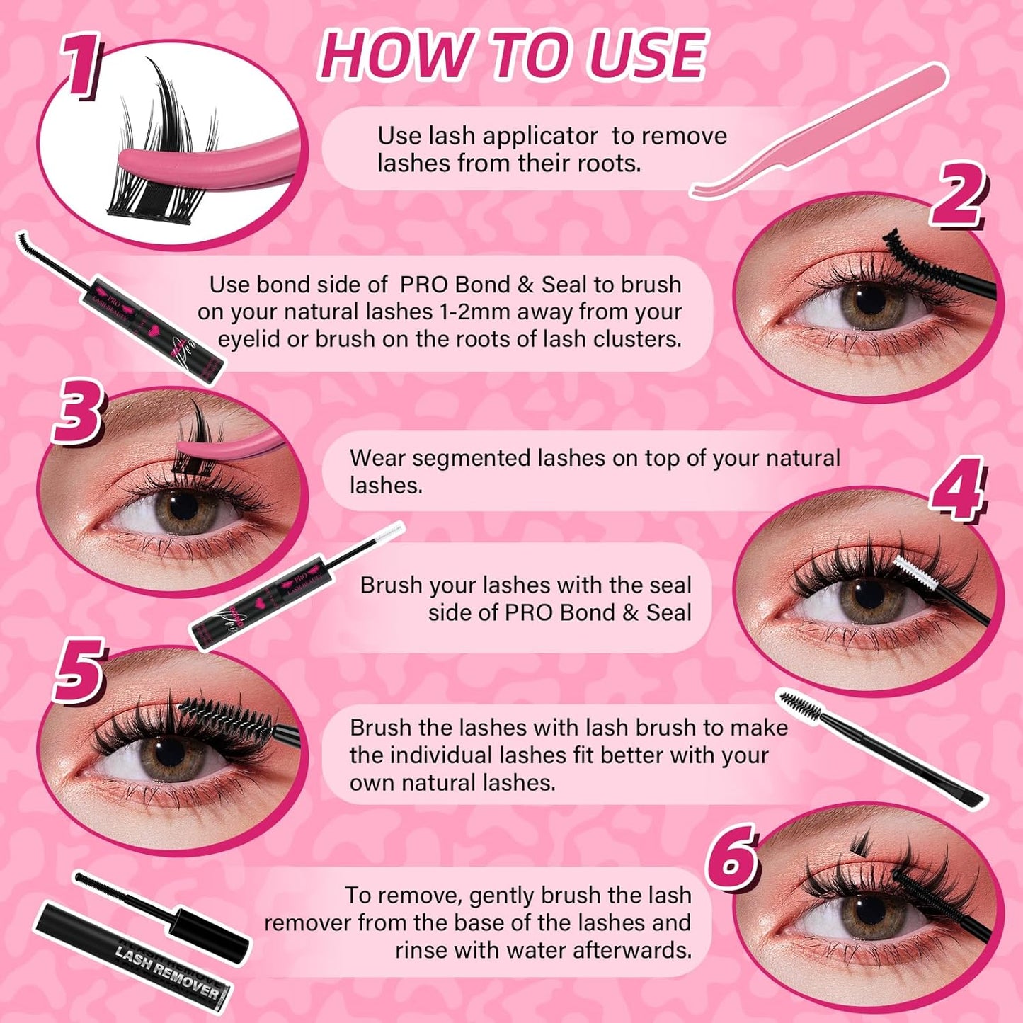 PROLASHBEAUTY Manga Lash Clusters Kit Anime Lash Clusters Volume Fairy Ultra-Thin Band Spike Lashes with Lash Bond and Seal Applictor Remover (Anime,10-16mix)