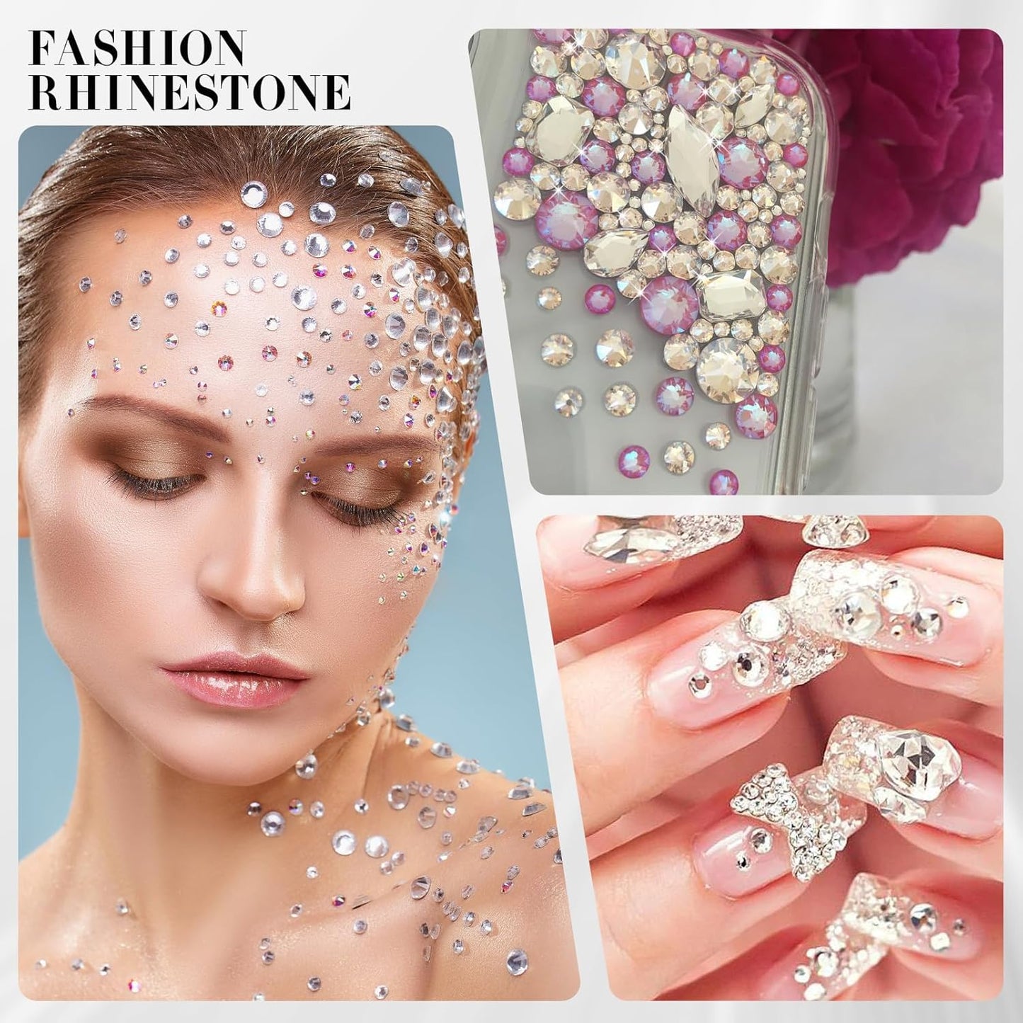 Novani 576pcs Clear Rhinestones Flat Back Round Rhinestone Style 2088 Sparkly Crystal Gemstones for Nail Art and Crafting,SS10(2.7-2.9mm