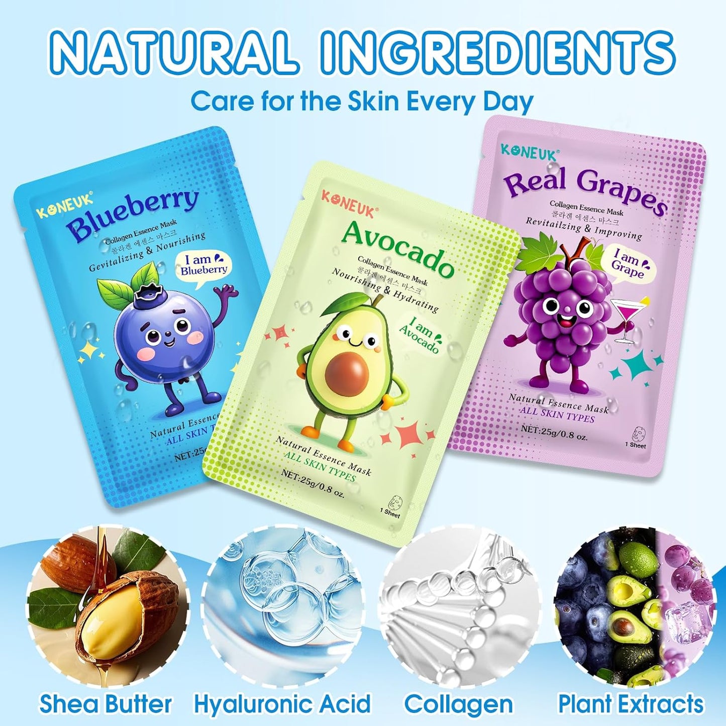 28 Pack Fruit Face Masks Skincare for Kids Girls, Sheet Collagen Face Mask for Women Skin Care, Bulk Hydrating Facial Mask for All Skin Types, Christmas Birthday Party Spa Gifts for Teens