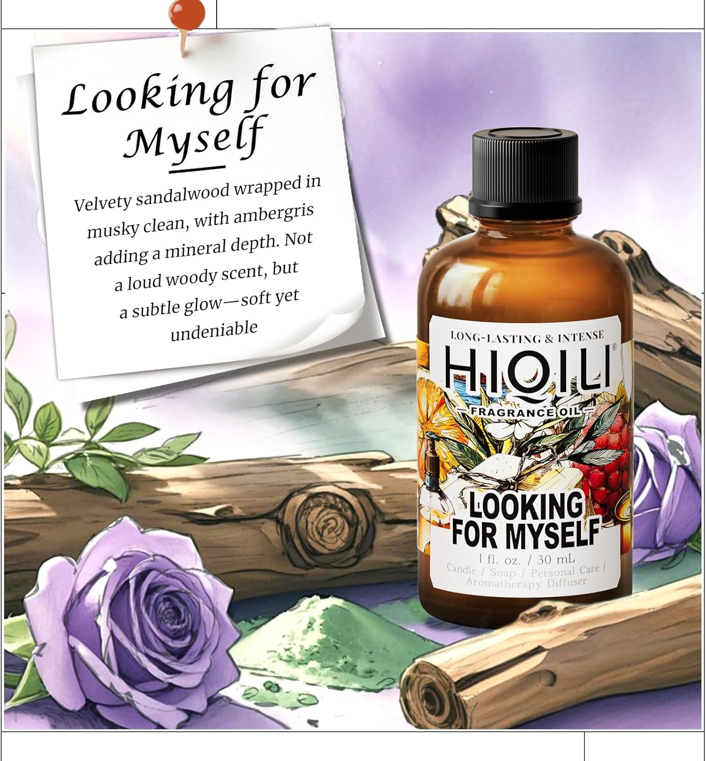 HIQILI Looking for Myself Fragrance Oil for Diffuser, Inspired by C.Ron Musc-oli, DIY Candle, Soap, Perfume Making, Long Lasting Warm & Sweet Scents - 1 Fl Oz