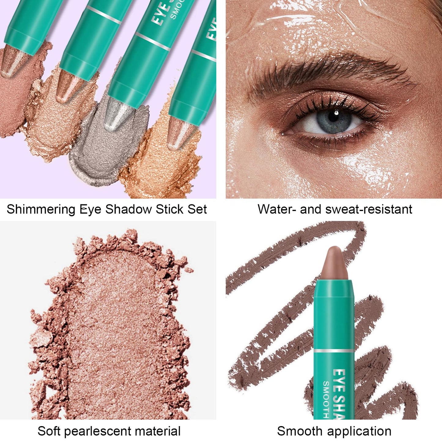 8Pcs Eyeshadow Stick, Eye Brightener Stick, Shimmer Creamy Eye Shadow Makeup, Waterproof Long Lasting Glitter Highlighter Eye Liner Pencil (SET A)
