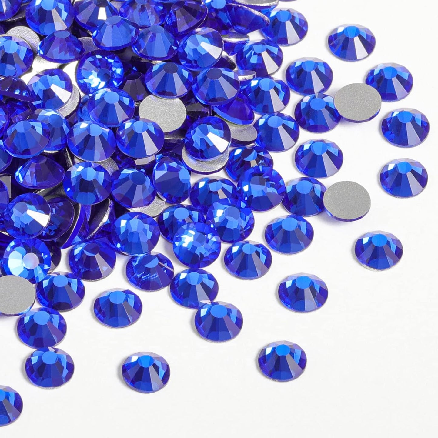 Beadsland 2880pcs Flat Back Crystal Rhinestones Round Gems for Nail Art and Craft Glue Fix,Sapphire,SS4,1.5-1.7mm