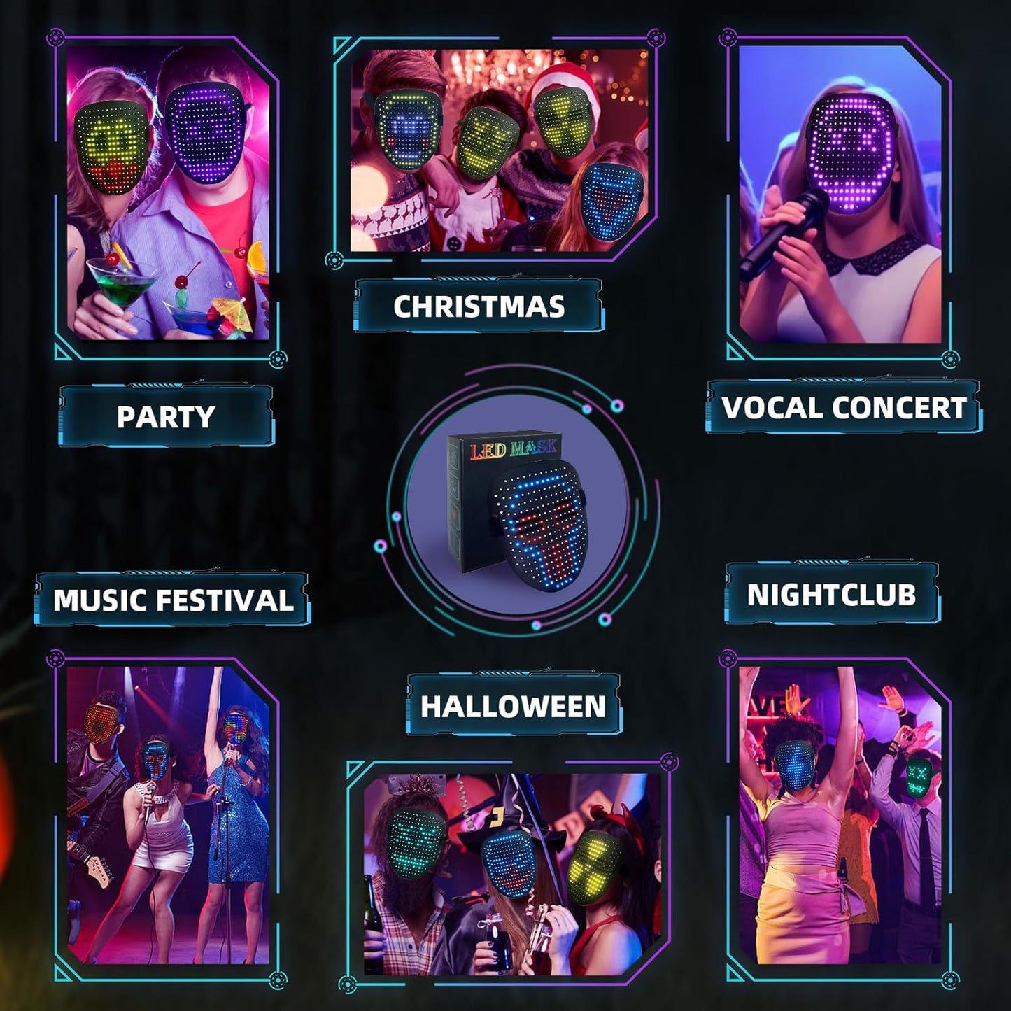 LED Mask with Gesture Sensing(50 Pattern Display) - The coolest gift for Halloween Christmas costume role play, children's birthday party