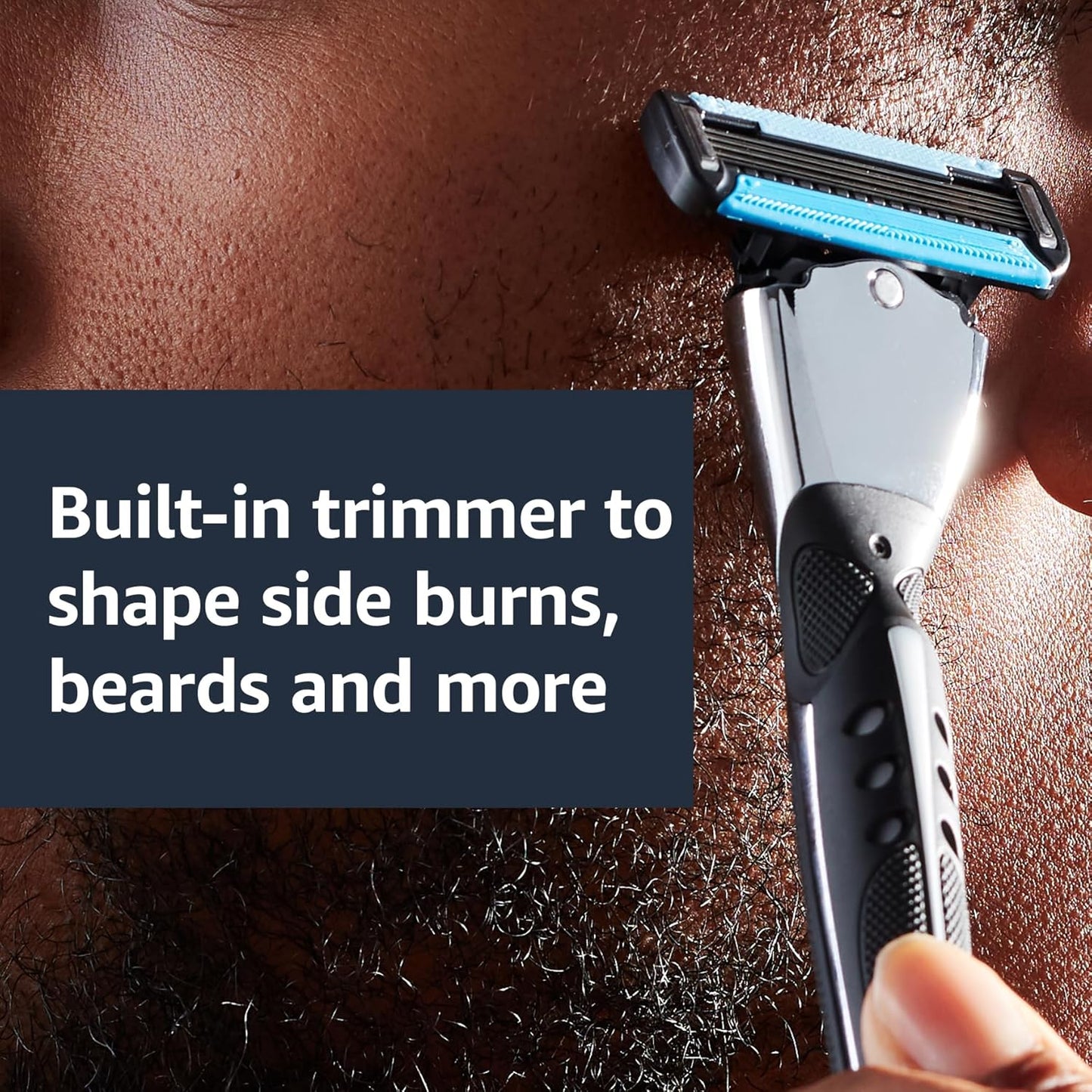 Amazon Basics 5-Blade MotionSphere Men's Razor with Dual Lubrication and Precision Trimmer, 17 Piece Set, 1 Handle & 16 Cartridges, Black