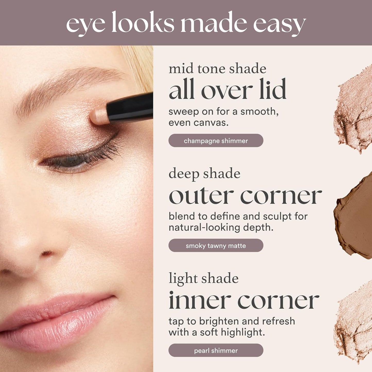 Julep Eyeshadow 101 Cream-to-Powder Waterproof Shadow Stick – Mink Mauve Shimmer – Long-Lasting, Crease-Proof, Muted Mauve Shimmer Eyeshadow with Built-in Smudger