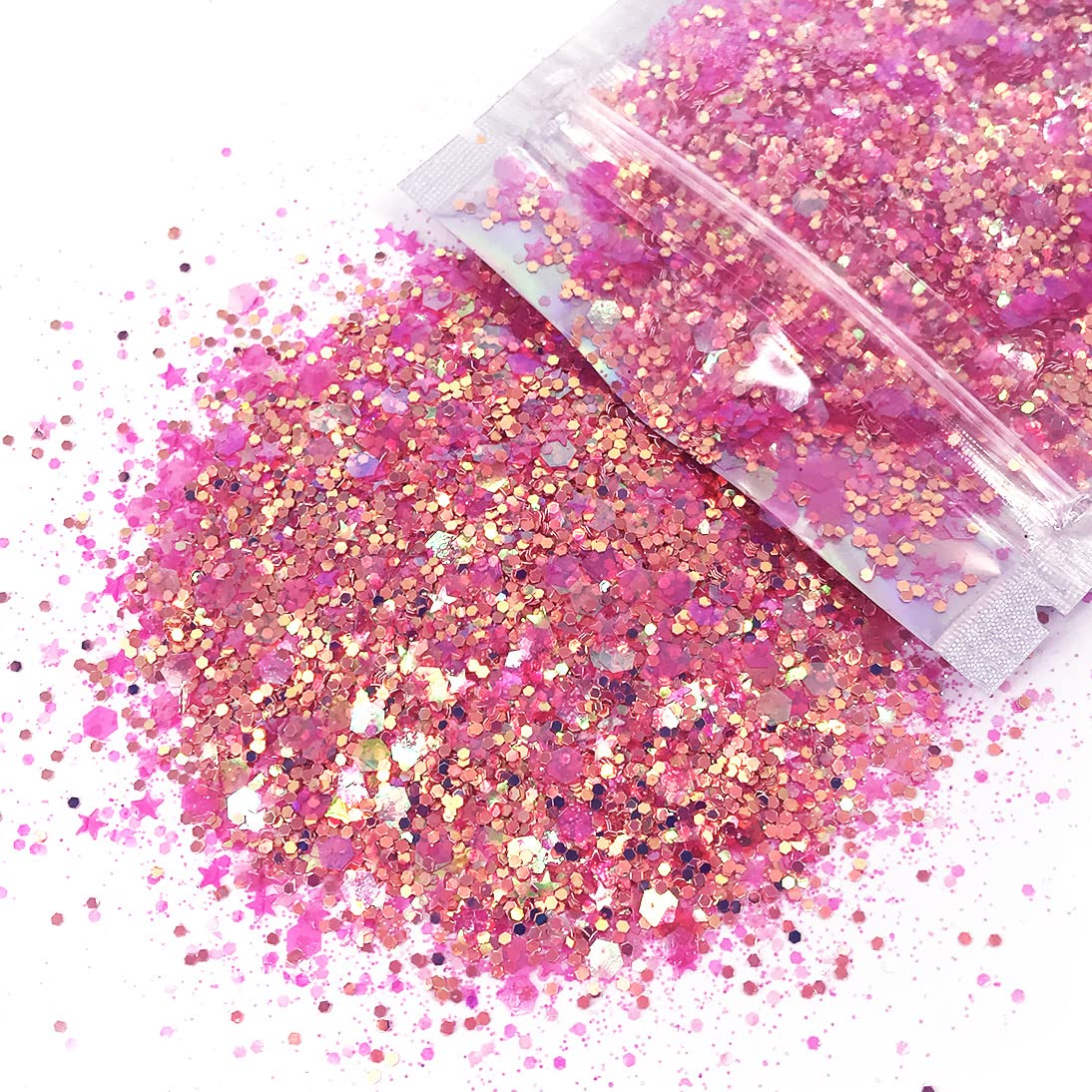 Holographic Pink Unicorn Glitter - 15G Chunky Face, Hair, Eye & Body Glitter Set for Women. Rave & Festival Accessories