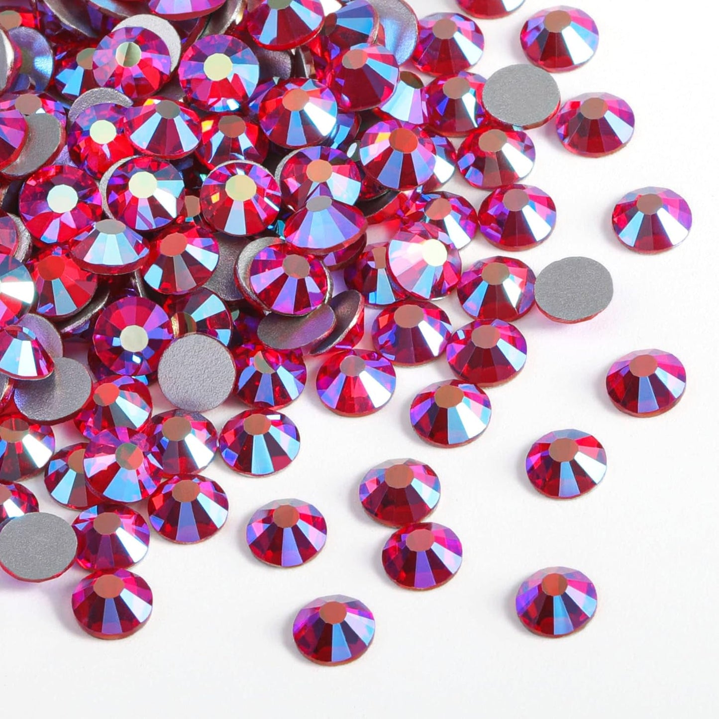 Beadsland 2880pcs Flat Back Crystal Rhinestones Round Gems for Nail Art and Craft Glue Fix,Light Siam AB,SS4,1.5-1.7mm