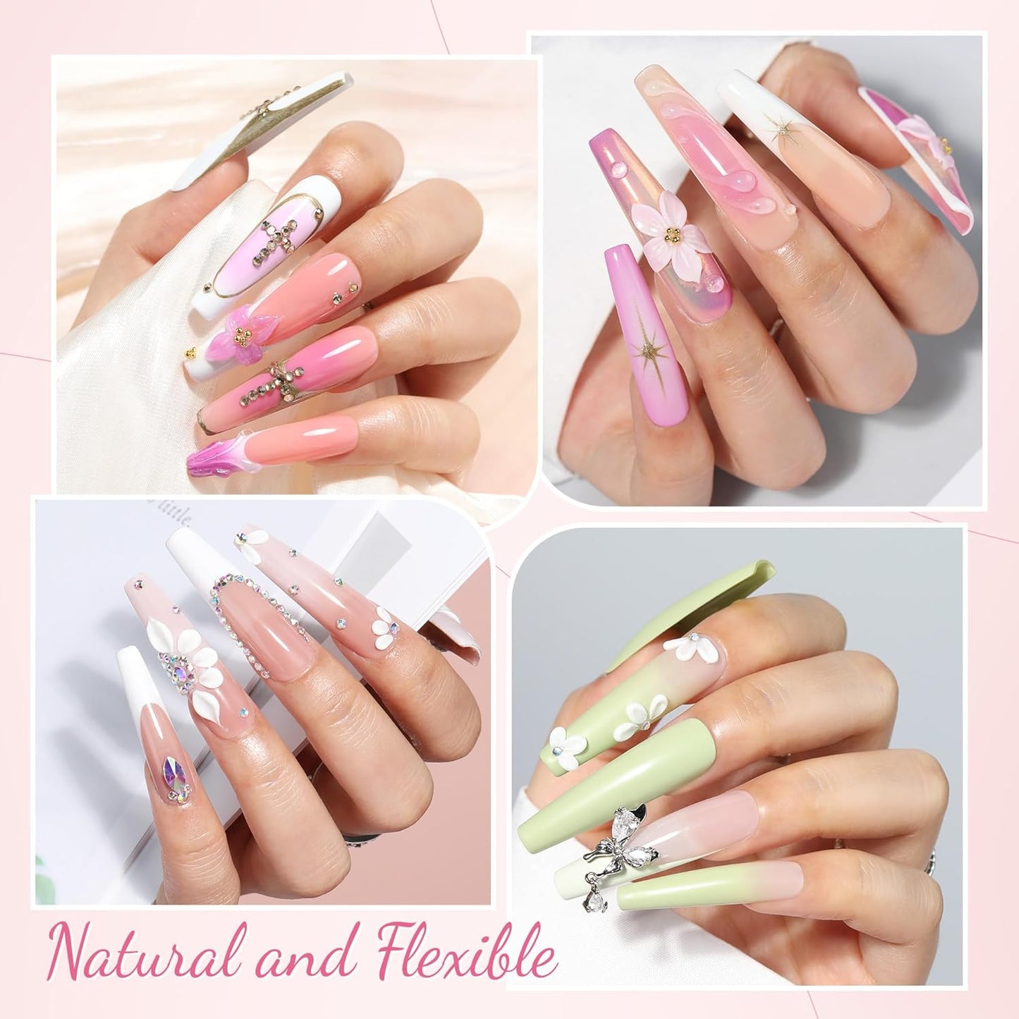 UNA GELLA Extra Long Coffin Nail Tips No C Curve 504PCS XXL Coffin Nails Half Cover Long Coffins Gel Nails Tips Clear Fake False Nails Long Gel Extensions for Nail Art Salon Home DIY No Need File