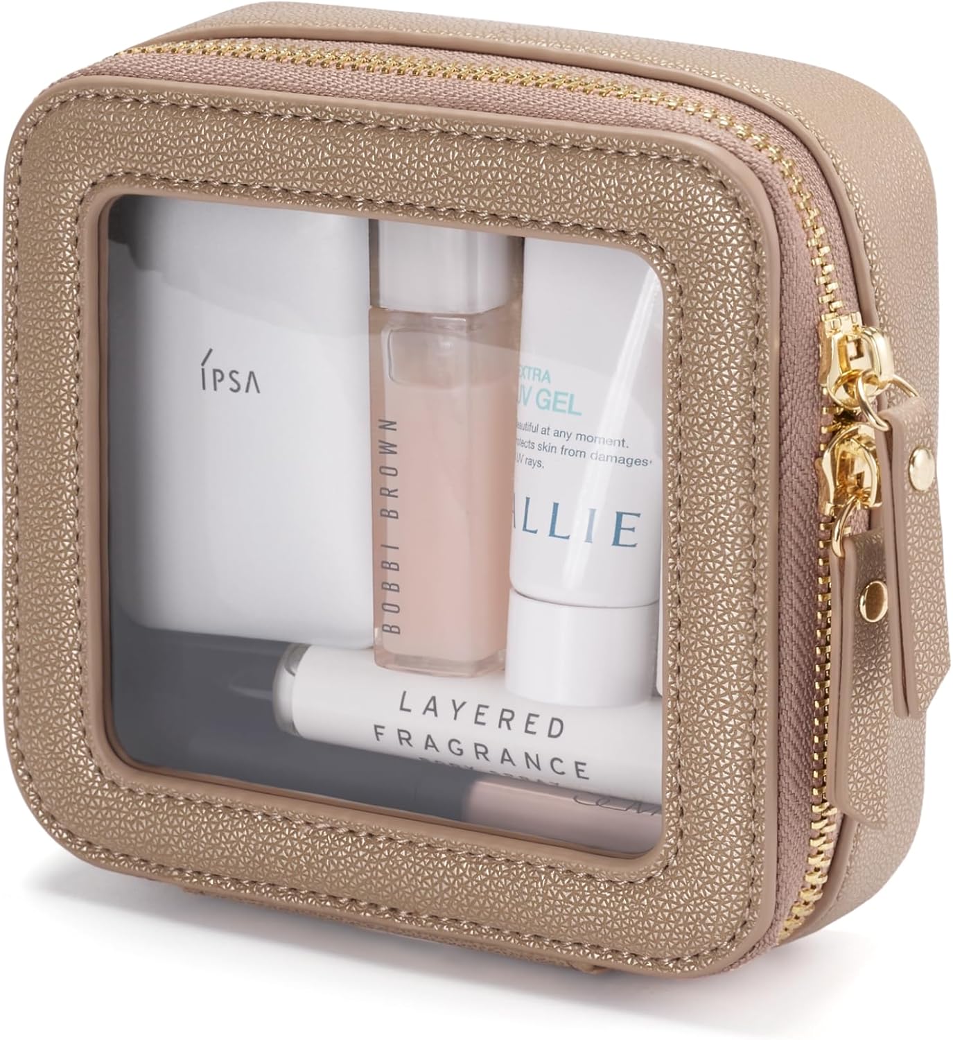 Popvibe Clear Makeup Bag Travel Cosmetic Case Transparent Toiletry Bag with Zipper, Portable Make Up Organizer Traveling Compact Car Bag for Essentials